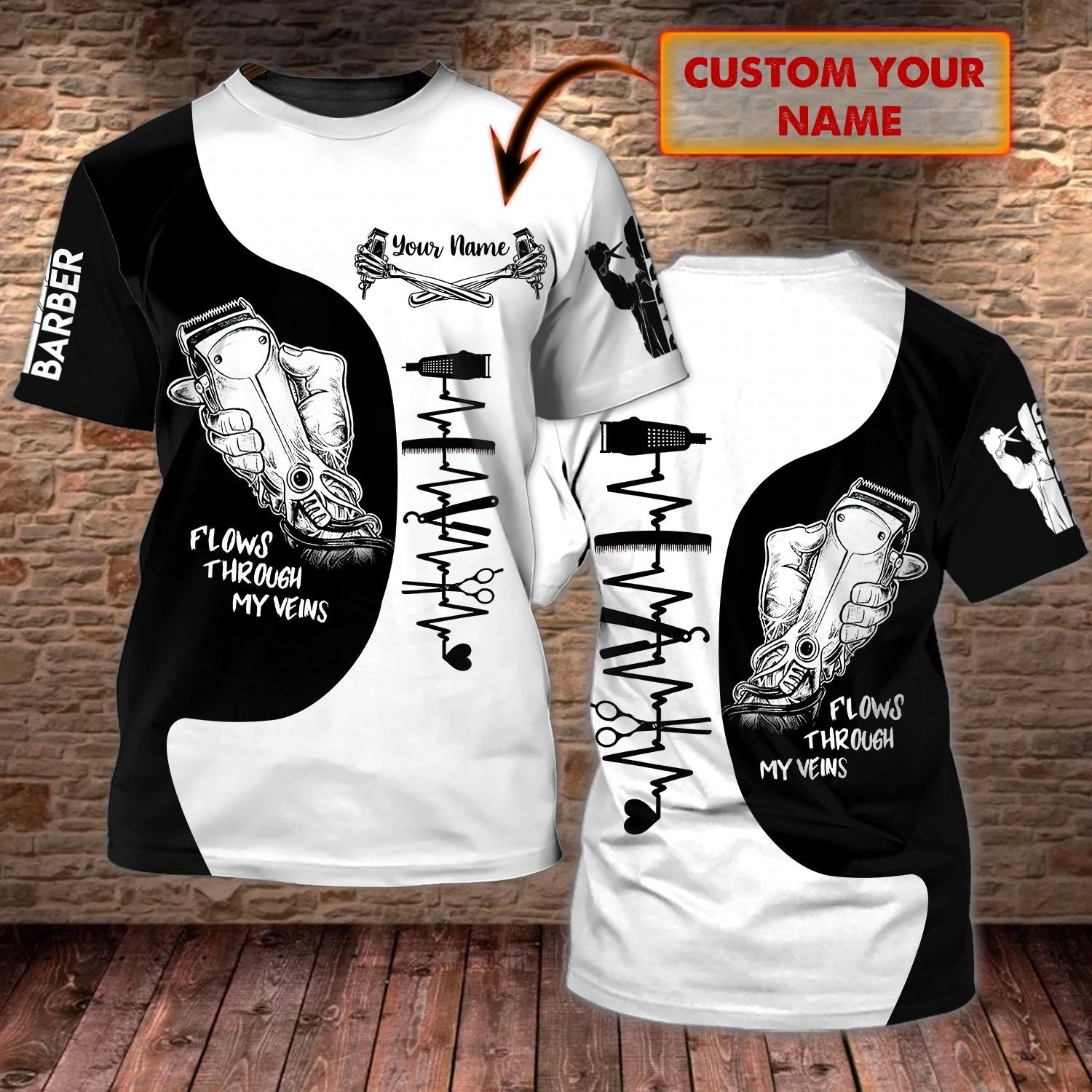 Custom Name 3D All Over Printed T Shirt For Barber Man/ Christmas Gift For Barber Man/ Barber Shirts For Him