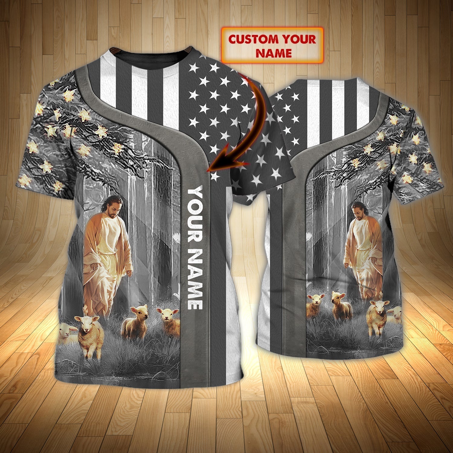 Customized 3D Tee Shirt For Independence Day In Usa Flag Background/ Jesus T Shirt Patriotic Shirts