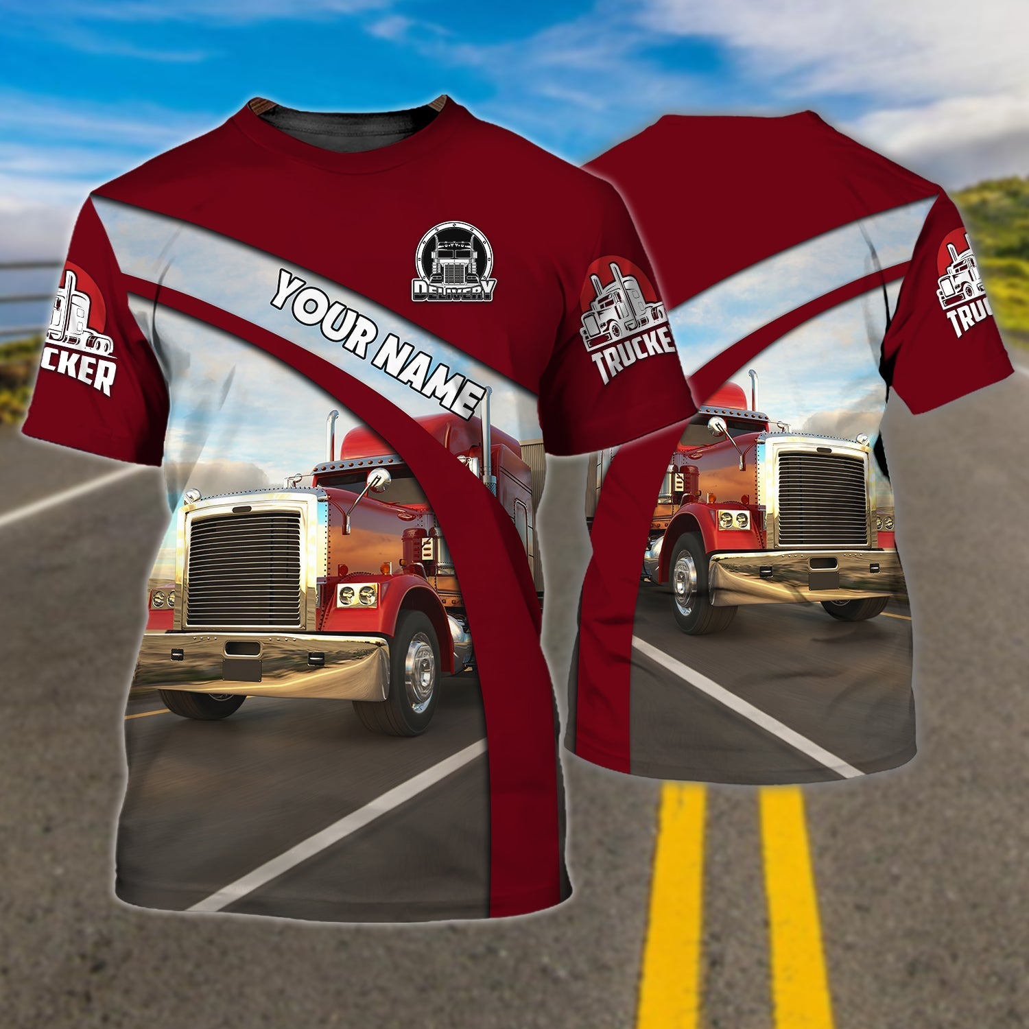 Custom Name 3D Full Print Truck On Shirt Trucker T Shirts