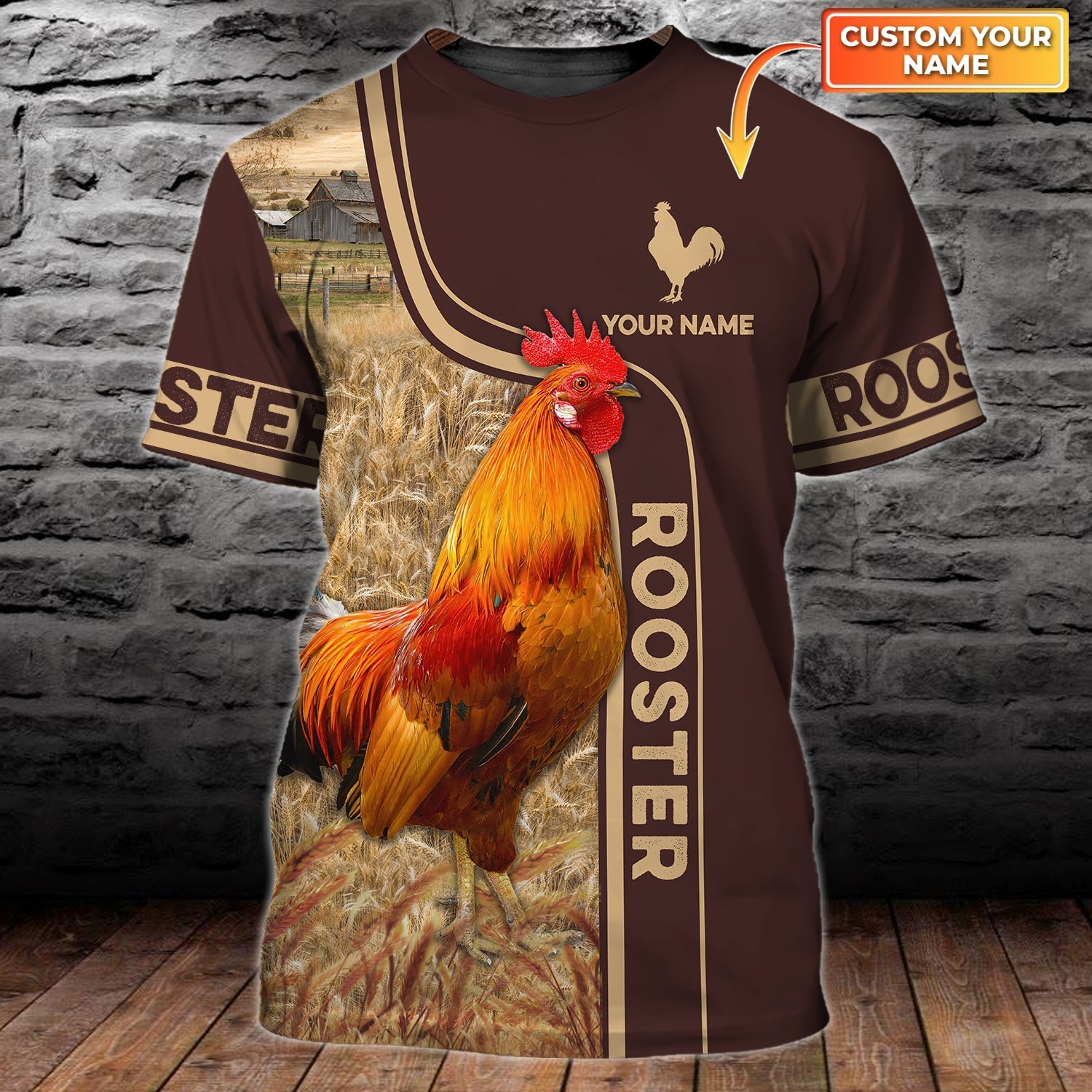 Customized 3D Love Rooster T Shirt 3D Sublimation Rooster On Shirt Chicken Shirts