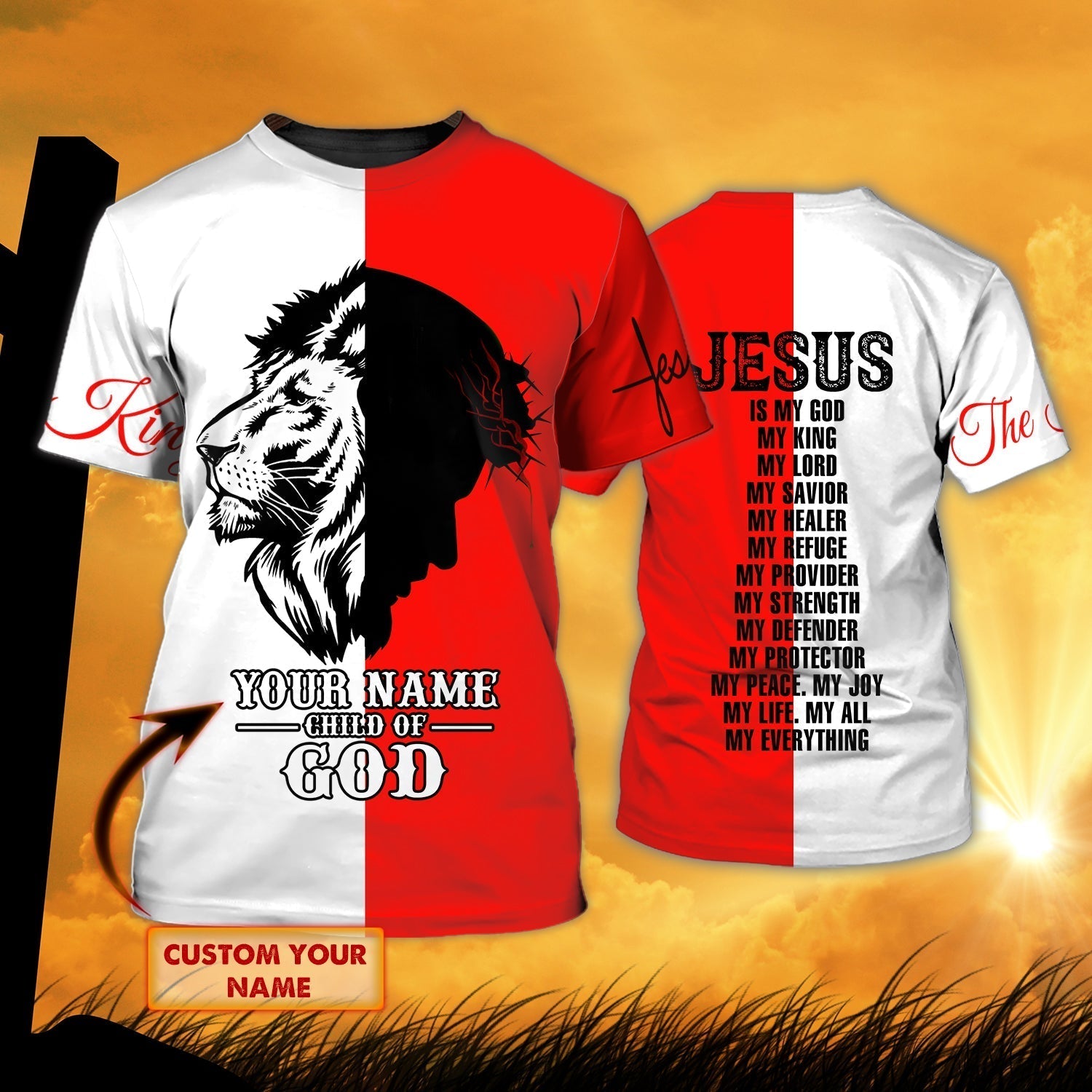 Custom Name Child Of God T Shirt God And Lion T Shirt Gift For Christian T Shirt