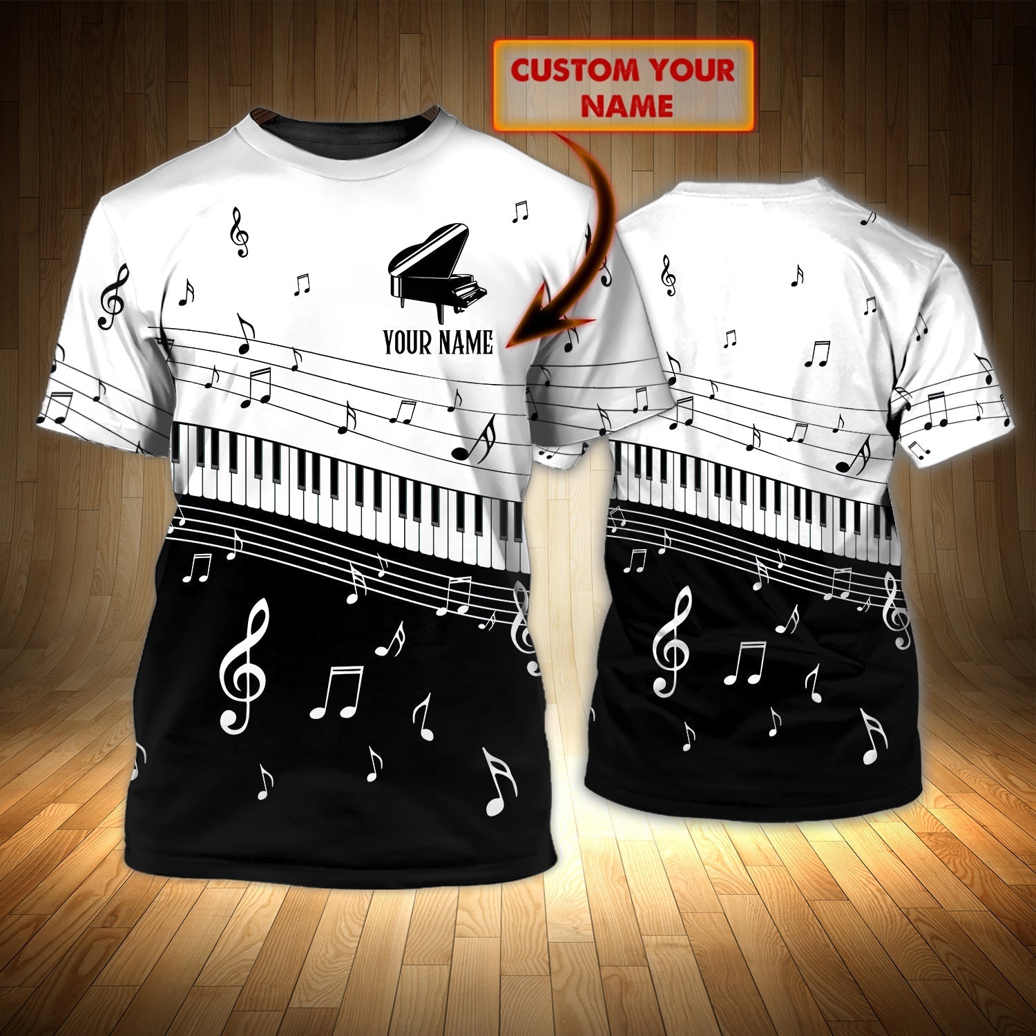 Customized 3D Full Printed Piano T Shirt/ Men''S Shirt With Piano/ Present To Piano Lovers/ Piano Tee Shirt