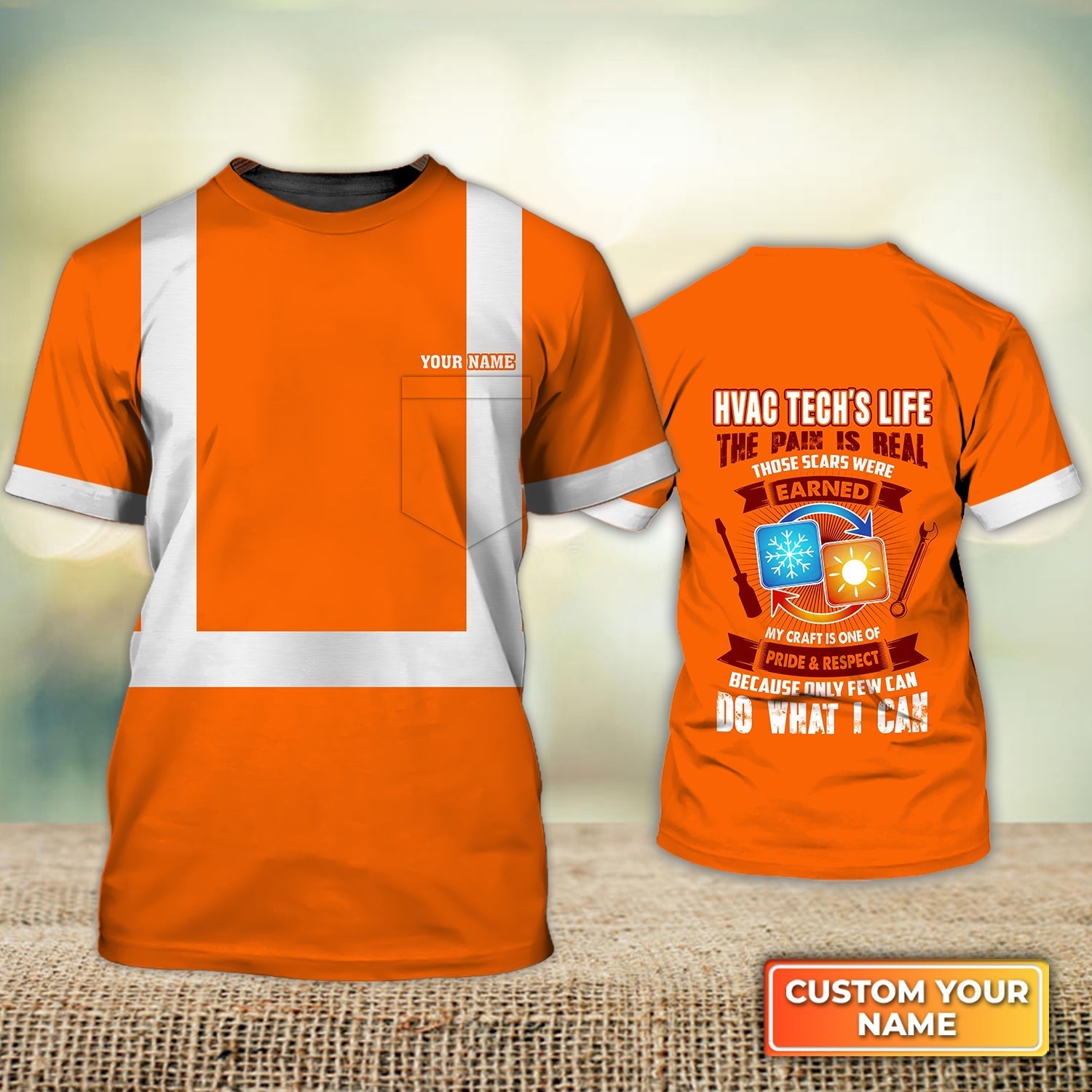 Personalized Name 3D Hvac Technician Shirt Life Hvac Tech Uniform Orange Gift For Hvac Tech