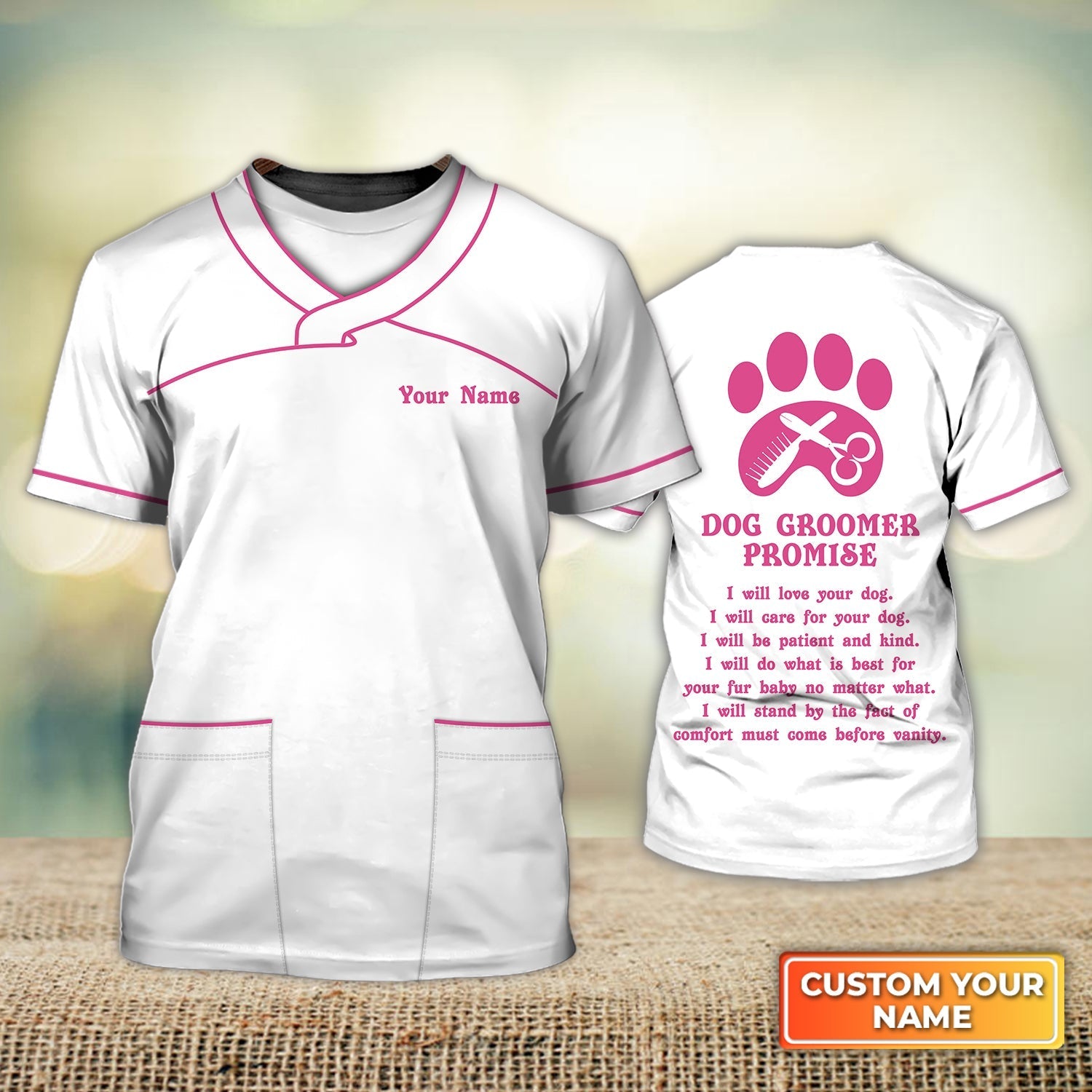 Custom 3D Groomer Shirt Dog Groomer Promise Pet Groomer Uniform Salon Pet