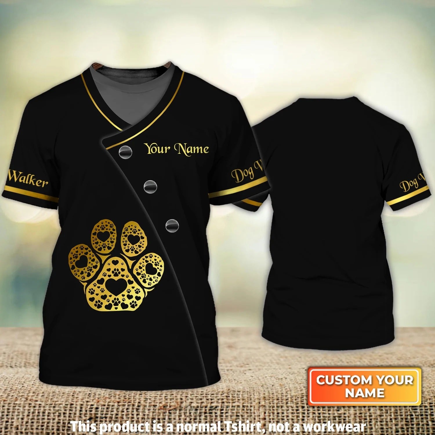 Dog Walker Paw Uniform Black Personalized 3D Tshirt For Groomer/ Gift For Dog Lover