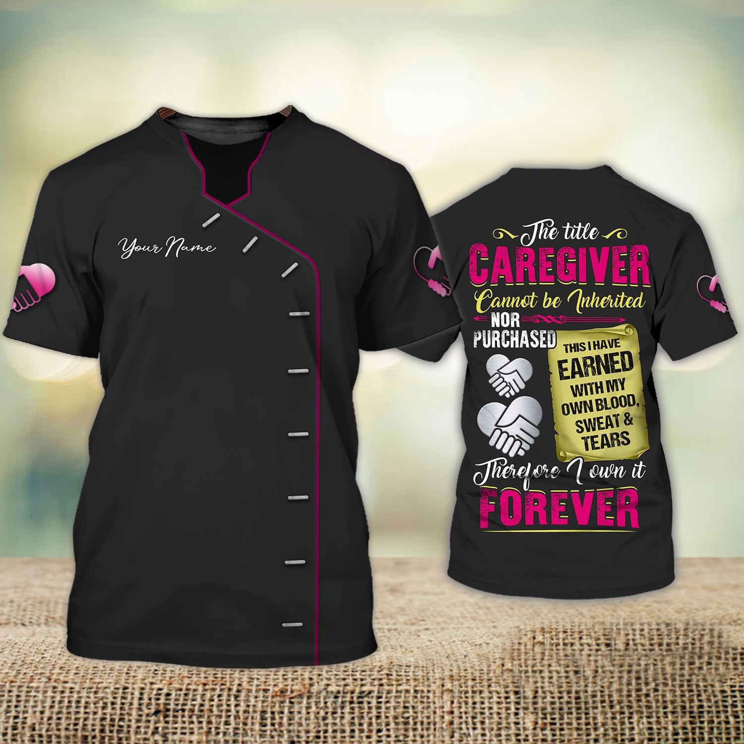 Personalized Name 3D Caregiver Tshirt The Litle Caregiver Nurse Shirt Caregiver Home Care Caregiver Uniform Heart