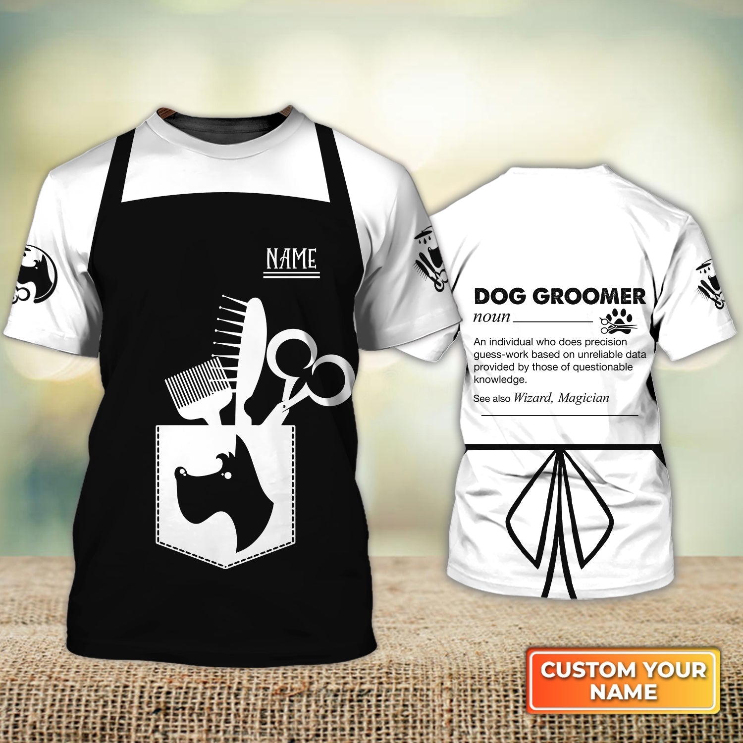 Custom 3D All Over Print Cute Dog Groomer Shirt Apron Dog Groomer Pet Groomer Uniform Salon Pet