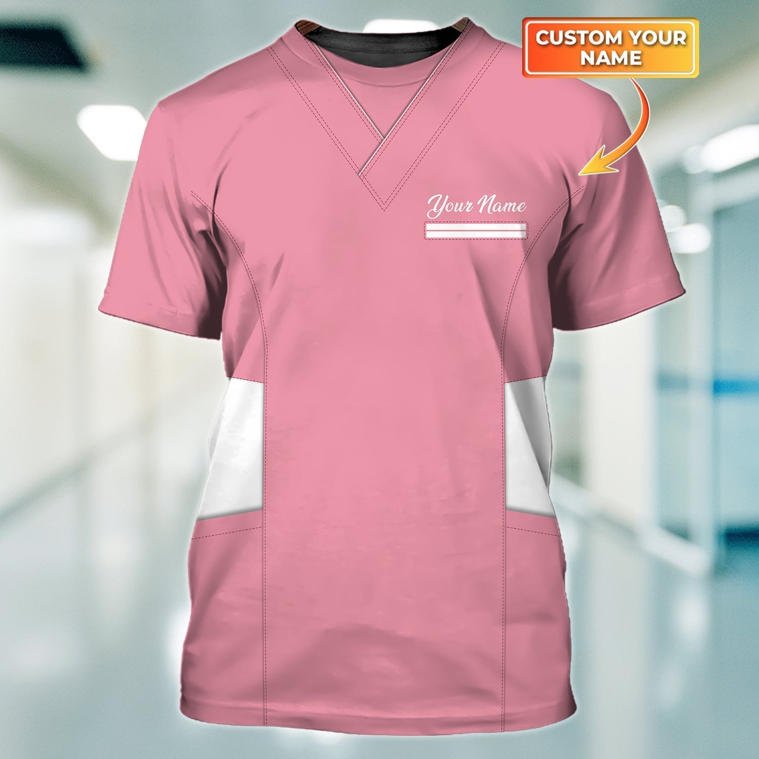 Custom 3D Pink Nurse Shirts Women Nurse Shirts