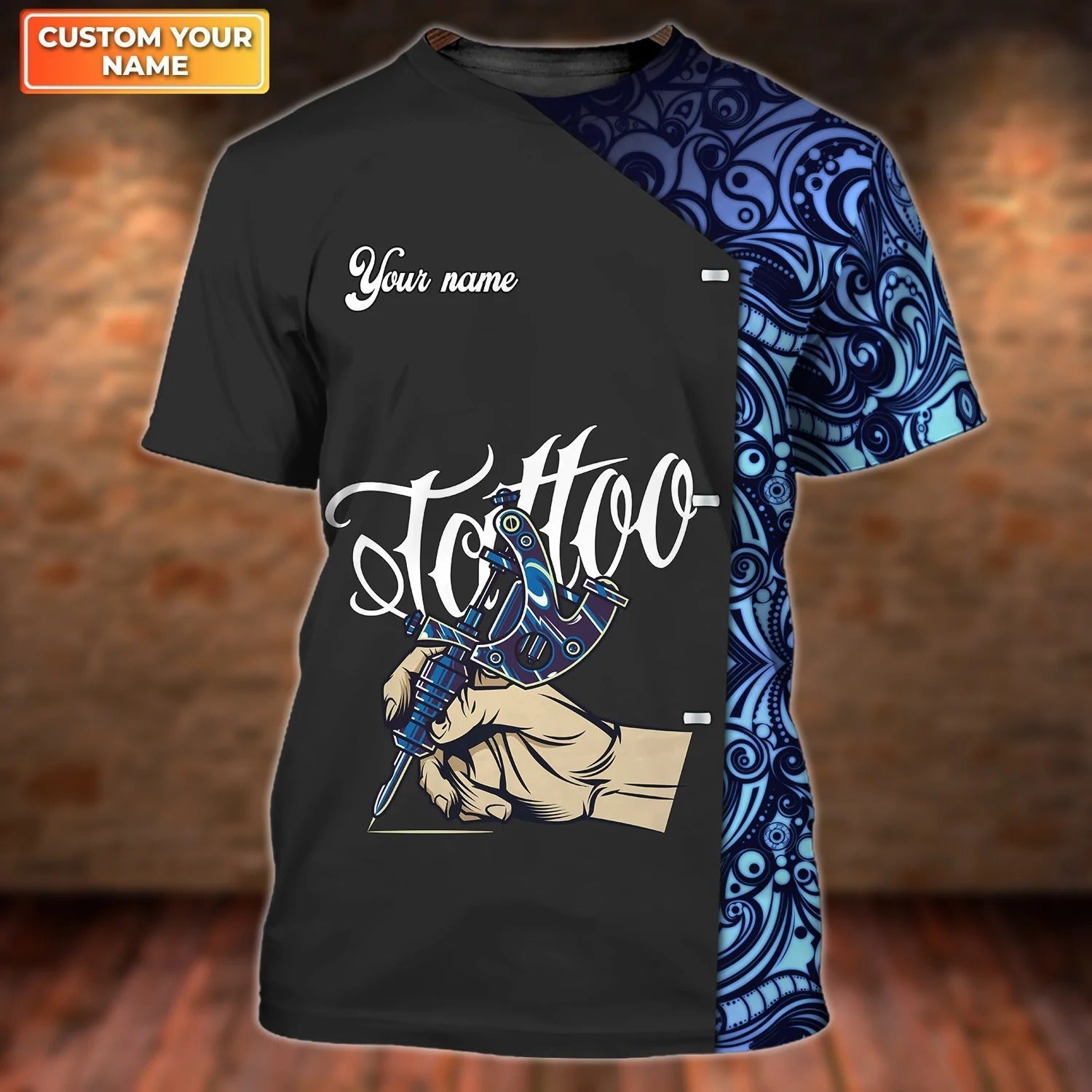 Custom 3D Tattoo Shirt Men/ Tattoo Shop Uniform/ Tattoo Lover Tshirt/ Gift For A Tattoo Artist