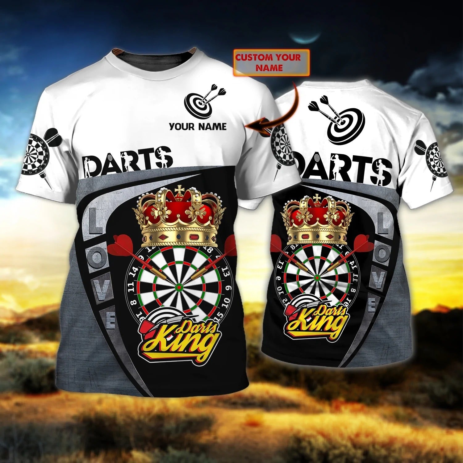 Personalized 3D All Over Print Dart King T Shirt Men Women Gift For Dart Lovers