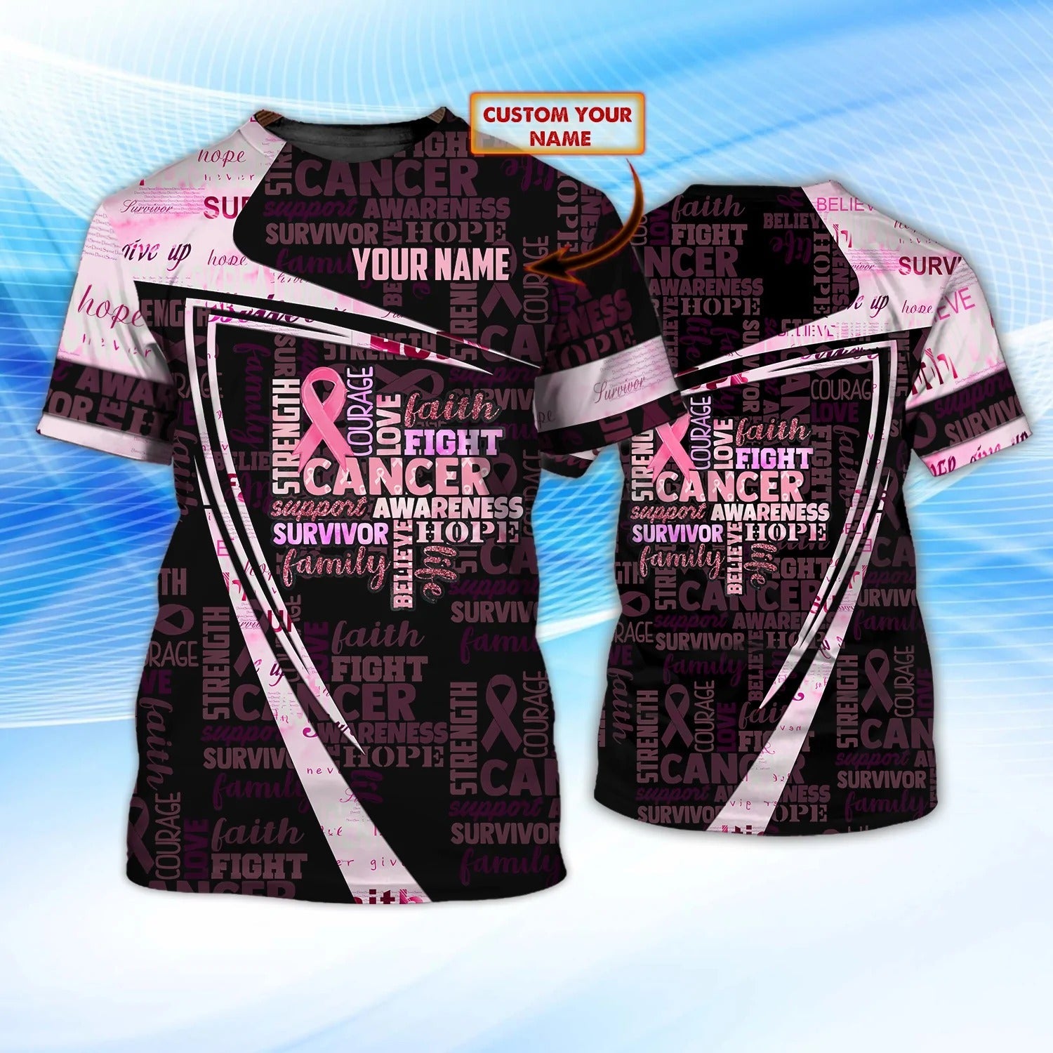 Custom Breast Cancer Fight T Shirt/ Support Awareness Survivor Tshirt