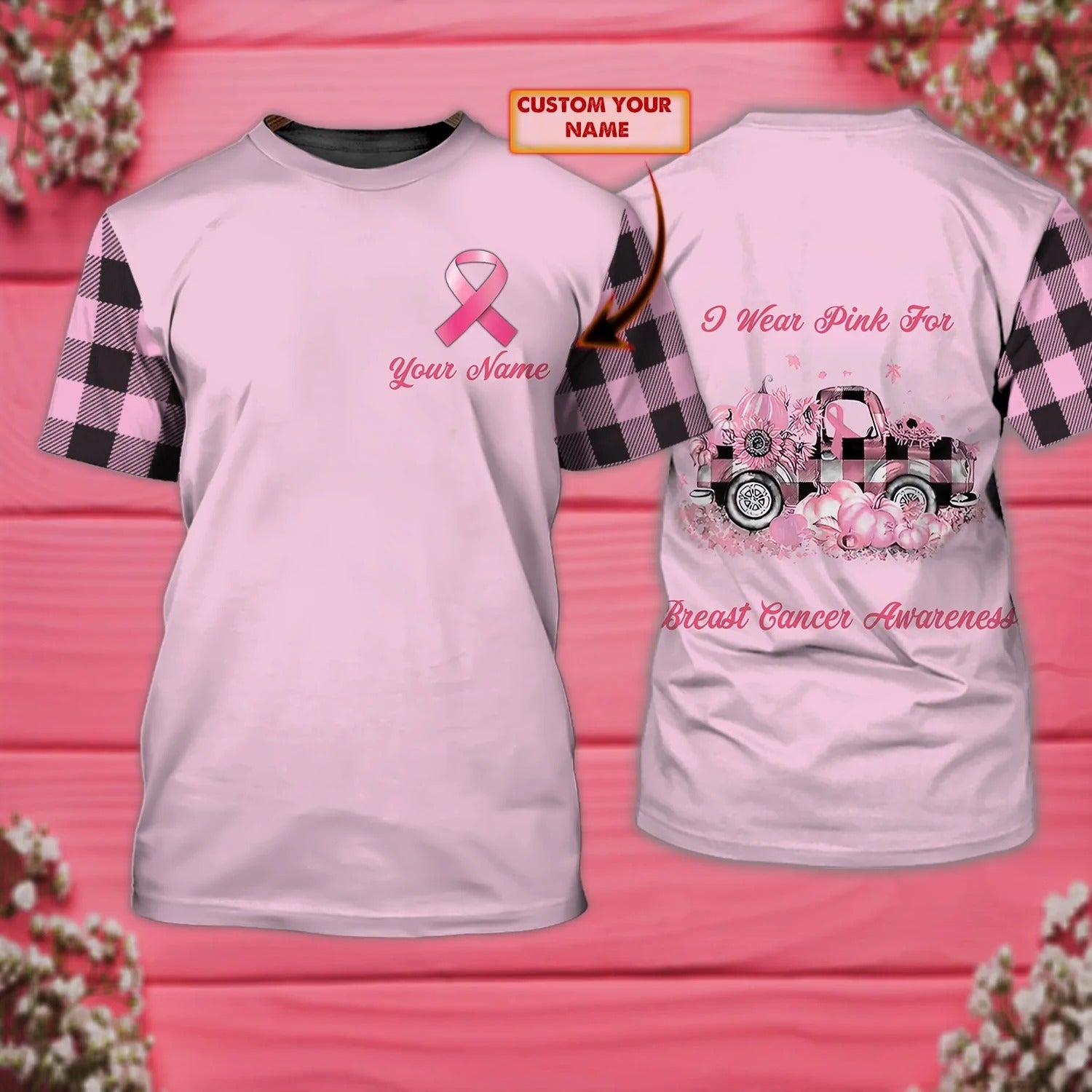 Customized 3D All Over Printed Breast Cancer Awareness Shirt/ Gift For Someone Diagnosed With Breast Cancer