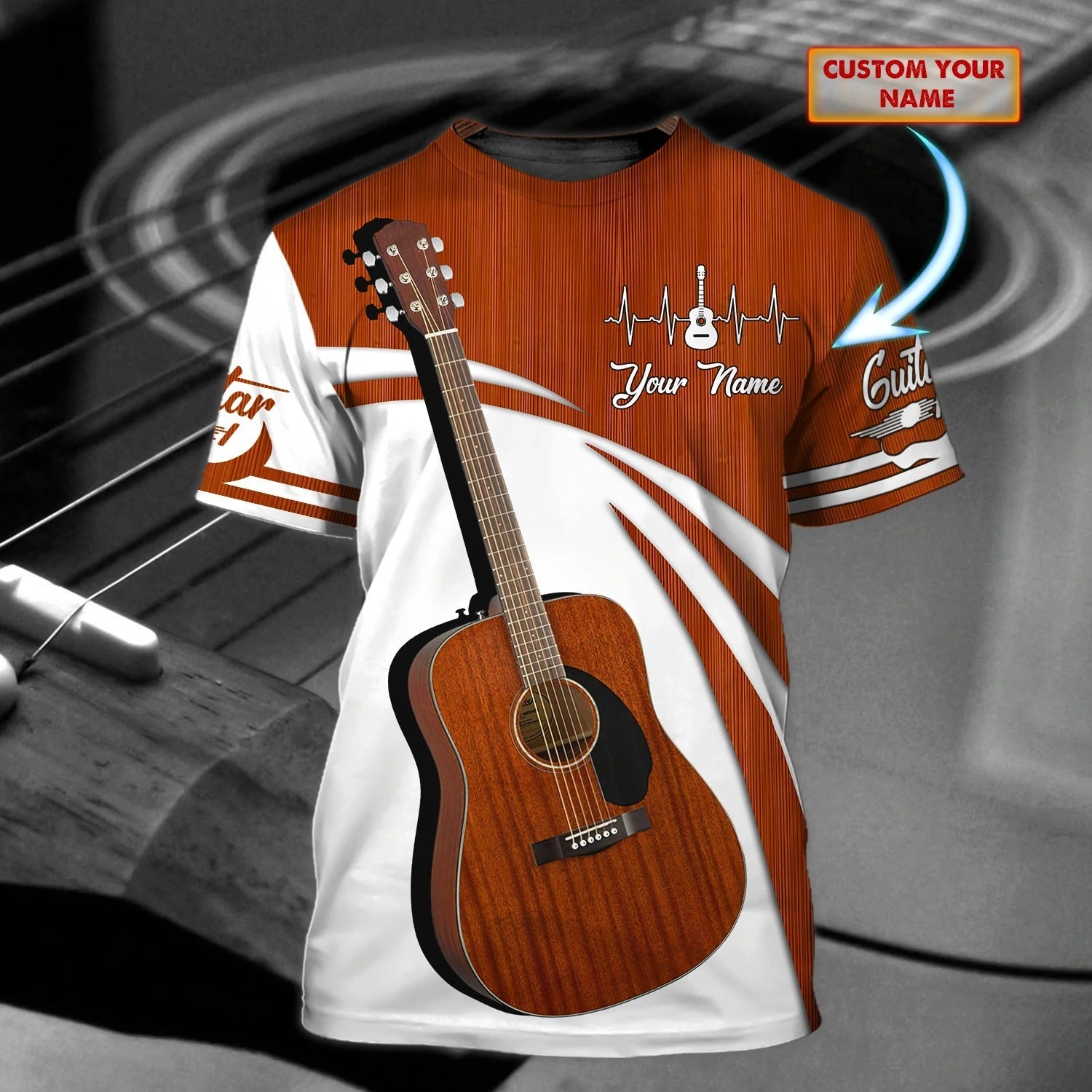 Custom 3D T Shirt For Guitarist/ Guitar Shirt For Man And Women/ Sublimation Guitar Shirts Guitar Lover
