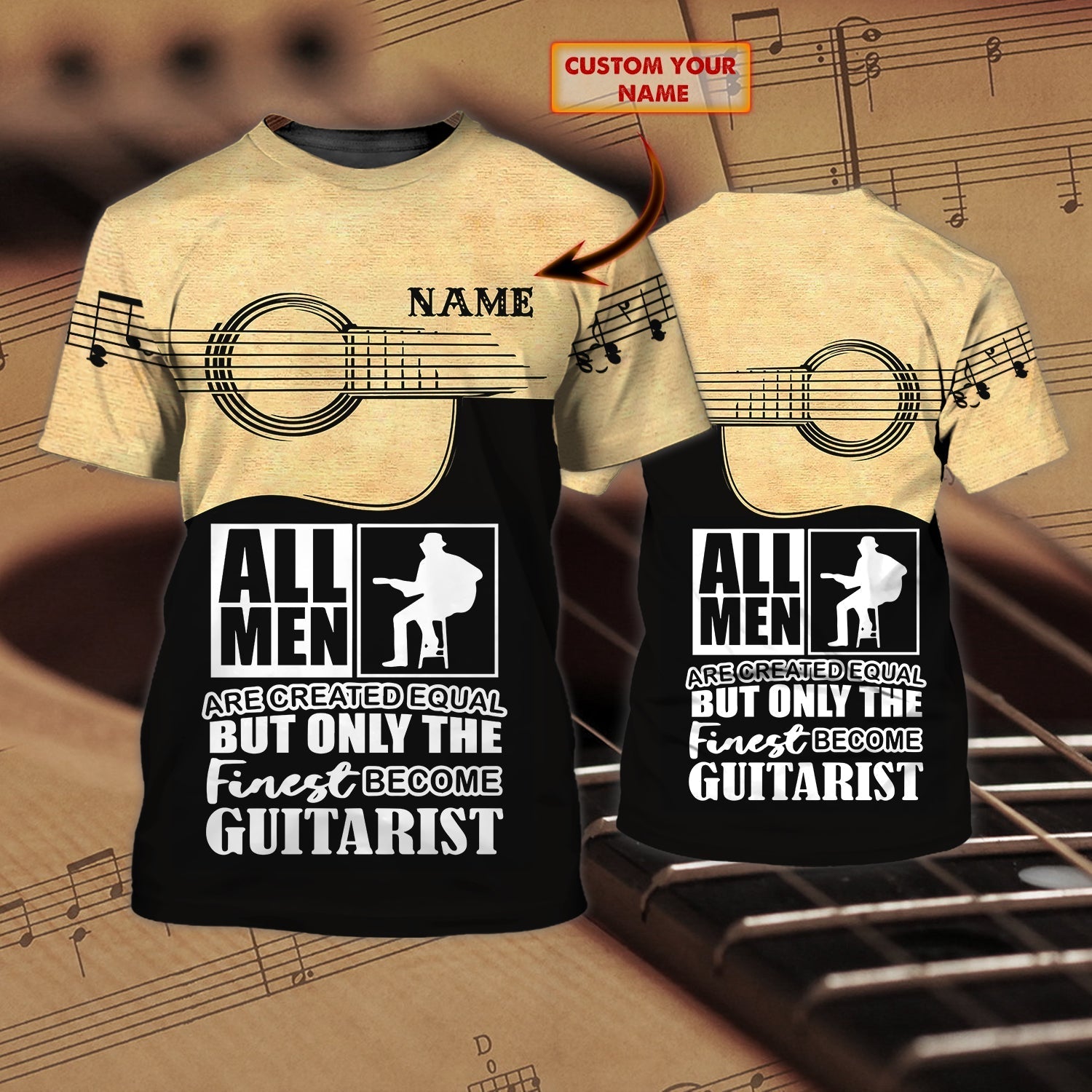 Personalized Name 3D T Shirt For Guitarist/ Best Gifts To Guitar Lover/ Guitar 3D Shirts