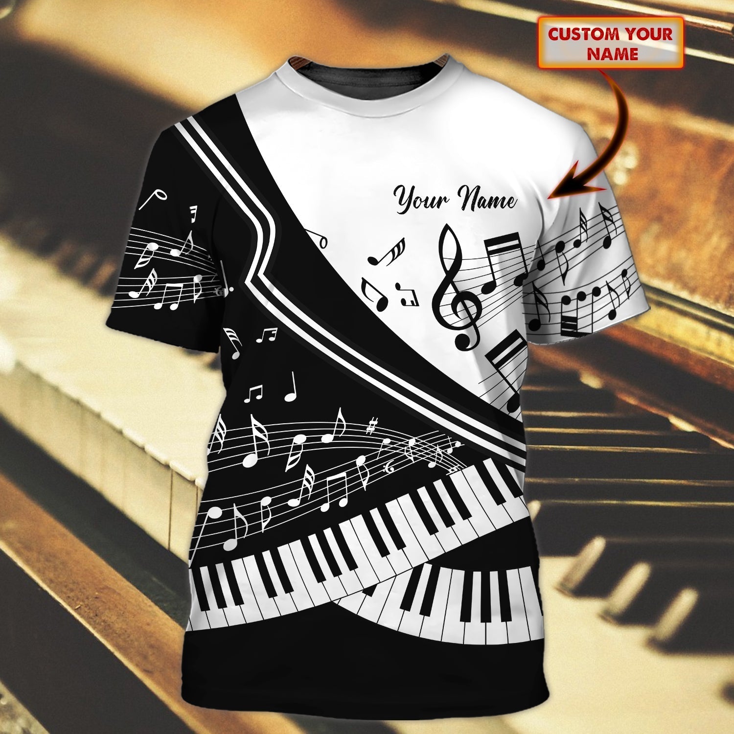 Custom With Name 3D All Over Printed Piano Tshirt/ Pianist Shirts/ Gift For Pianist/ Piano Lover Shirts
