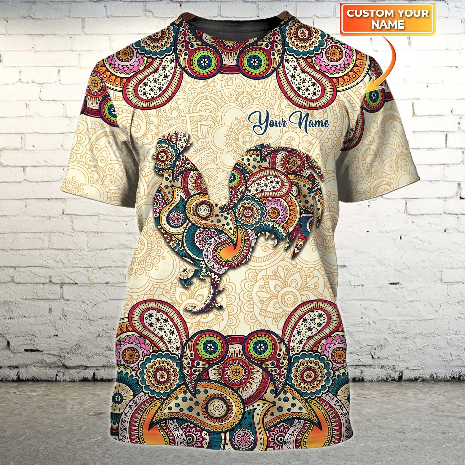 Custom Name 3D Chicken Shirt Chicken Paisley Pattern T Shirt Gift For Rooster Lover