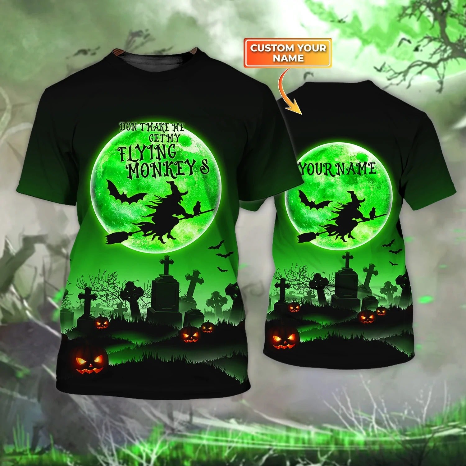 Personalized Name 3D T Shirt For Halloween/ Halloween Don''t Make Me Get My Flying Monkeys Tshirt