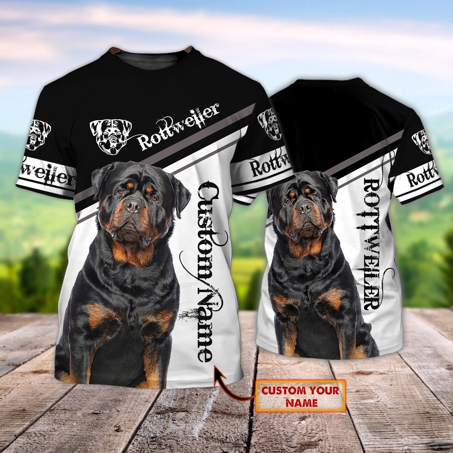Personalized Name 3D Tshirt With Rottweiler/ Cute Rottweiler Dog Shirt For Men Women