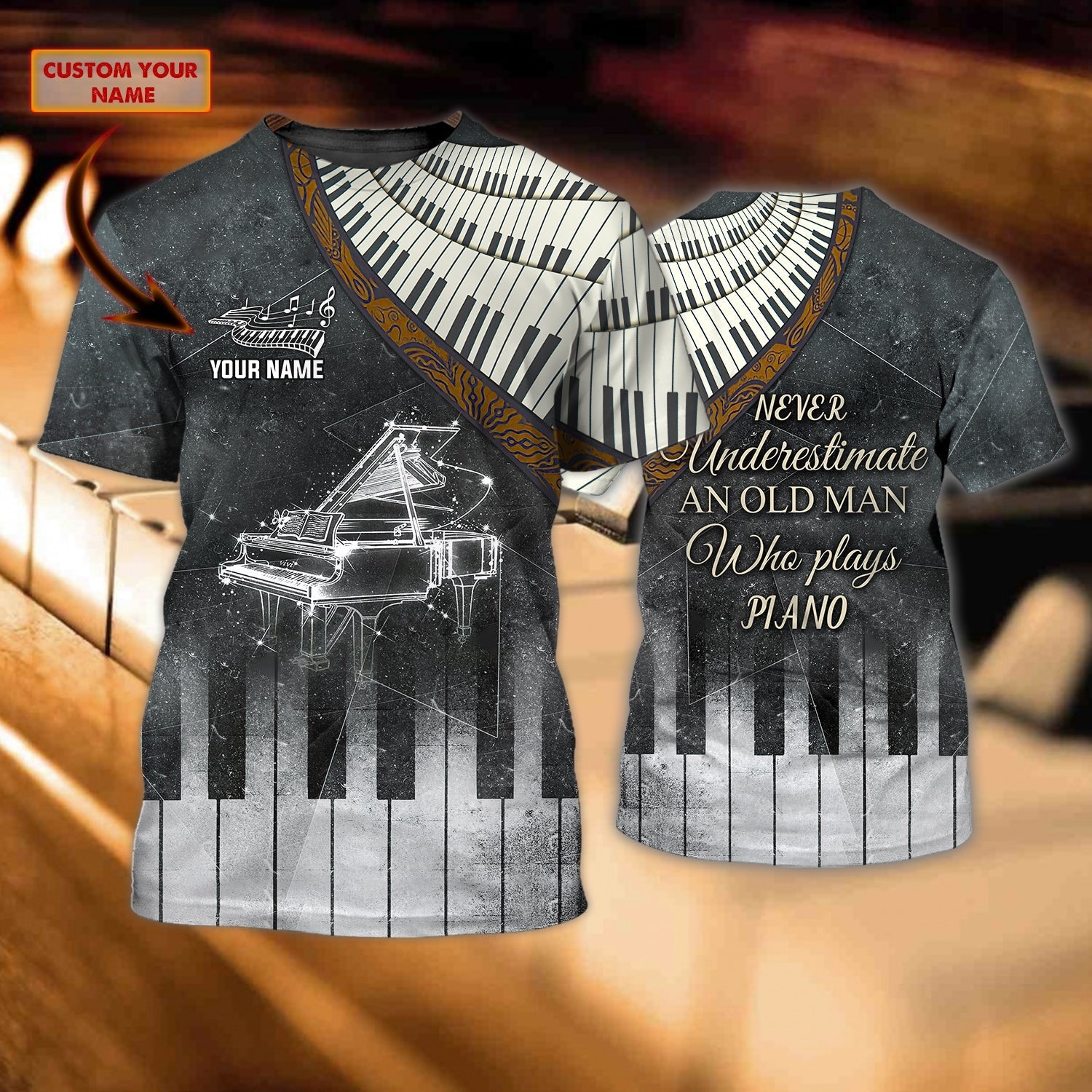 Personalized 3D All Over Printed Piano Tshirt/ Men''S Piano Shirt/ Gift For Piano Lovers
