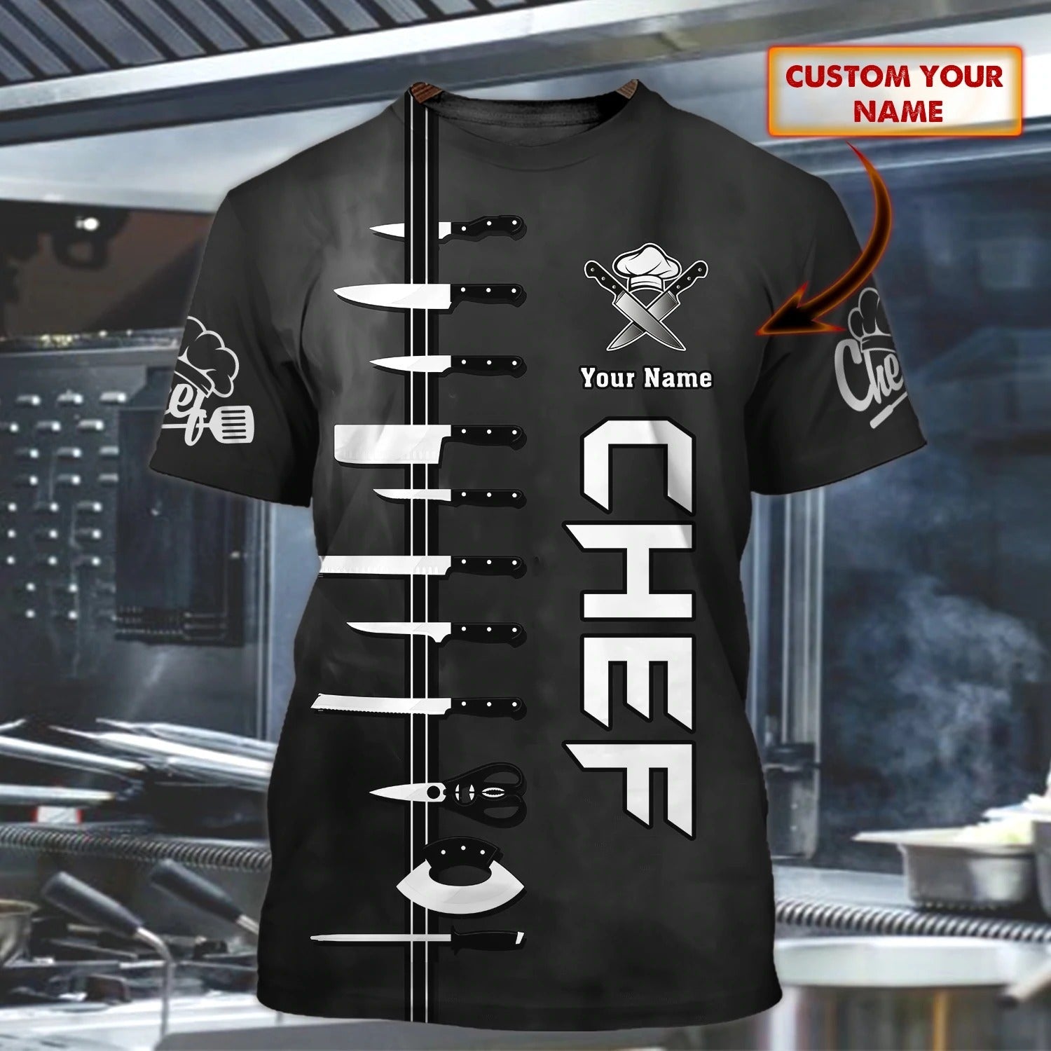 Personalized Name 3D Chef/ Master Chef Tshirt/ Best Gift For Cooking Lover/ 3D Full Print Cooker Shirt/ Chef Shirt
