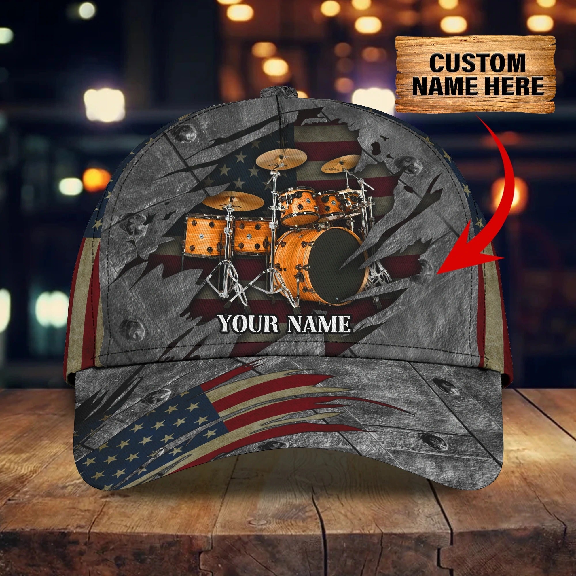 Personalized American Drummer Cap/ 3D All Over Print Drum Cap Hat In Usa Flag/ Gift To Drum Lover Drummer Gift