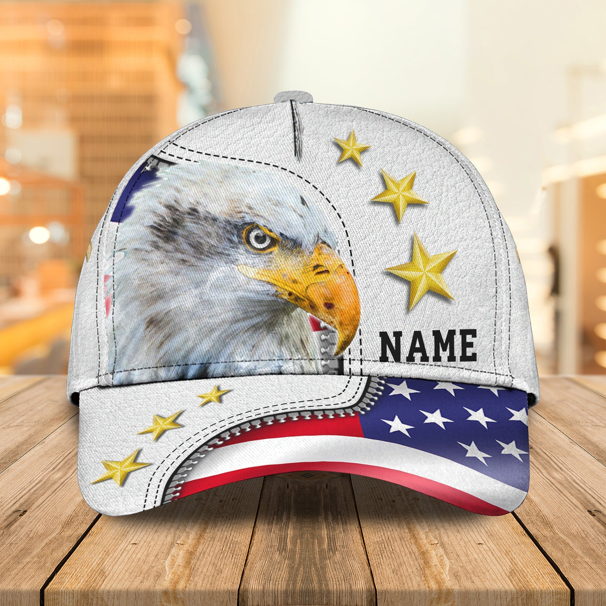 Personalized Eagle American Baseball Cap Hat/ White 3D Cap Hat For 4Th Of July/ Eagle Usa Cap Hat