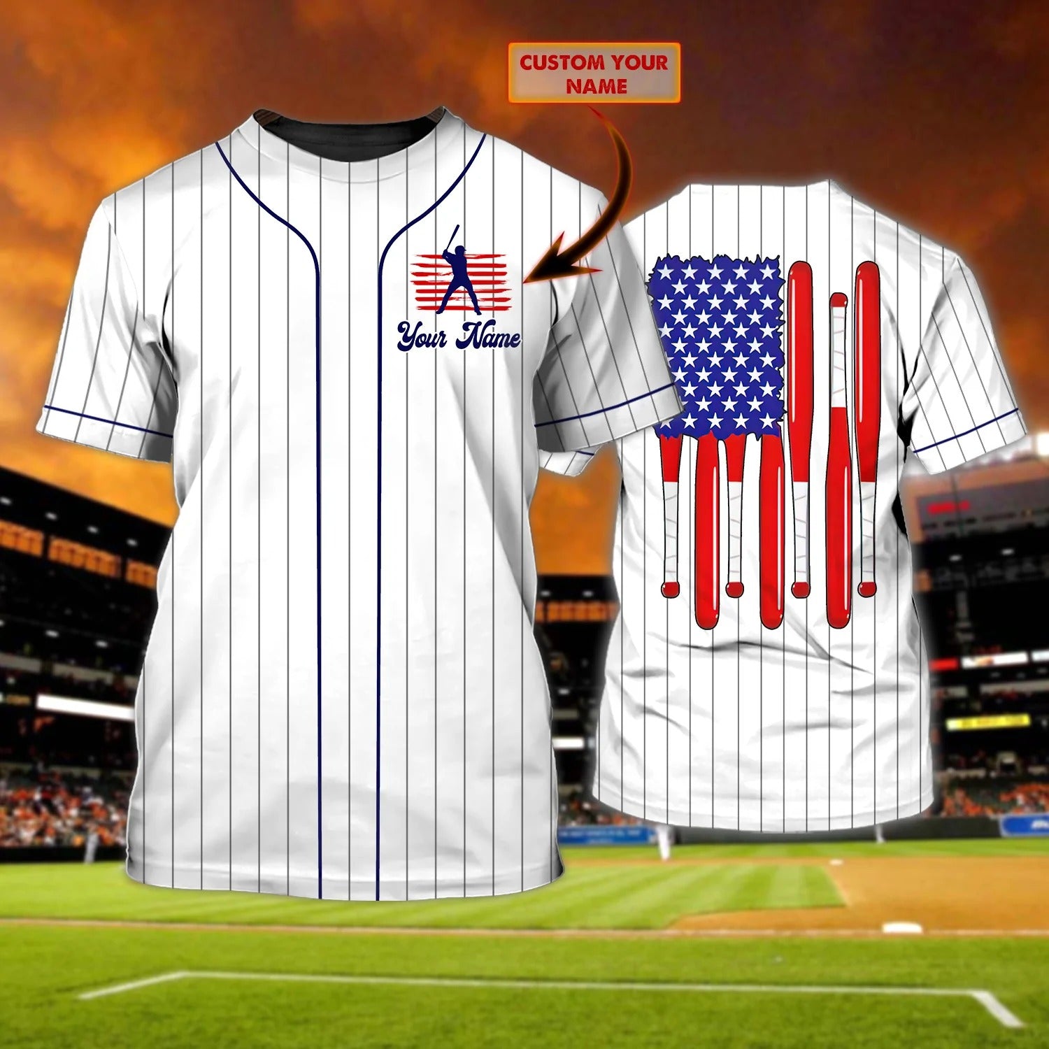 Custom American Baseball 3D Shirt For Men Women/ Baseball Lover Gifts