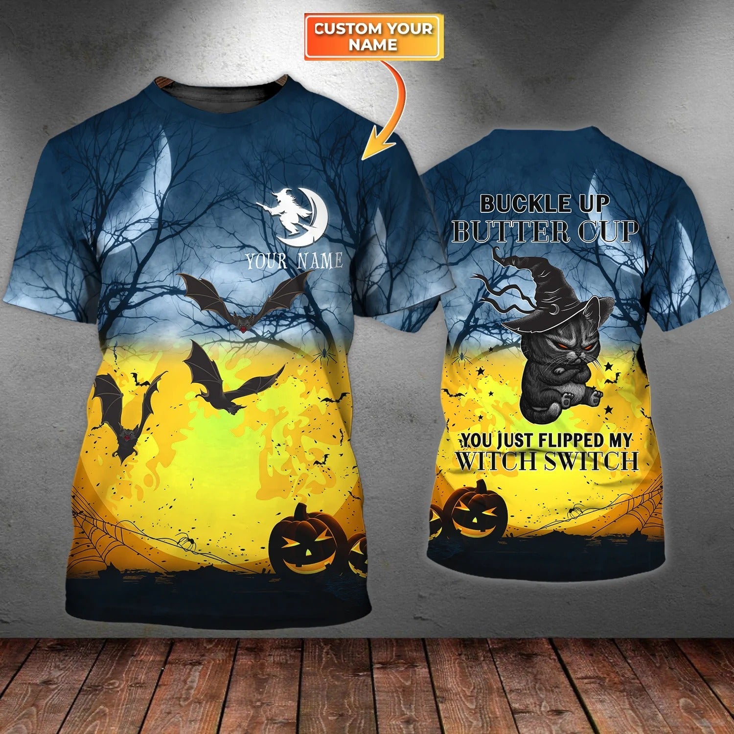 Custom Witch Halloween Shirt Men Woman/ Purple 3D All Over Printed Halloween Tshirt/ When They Saw My Head Down