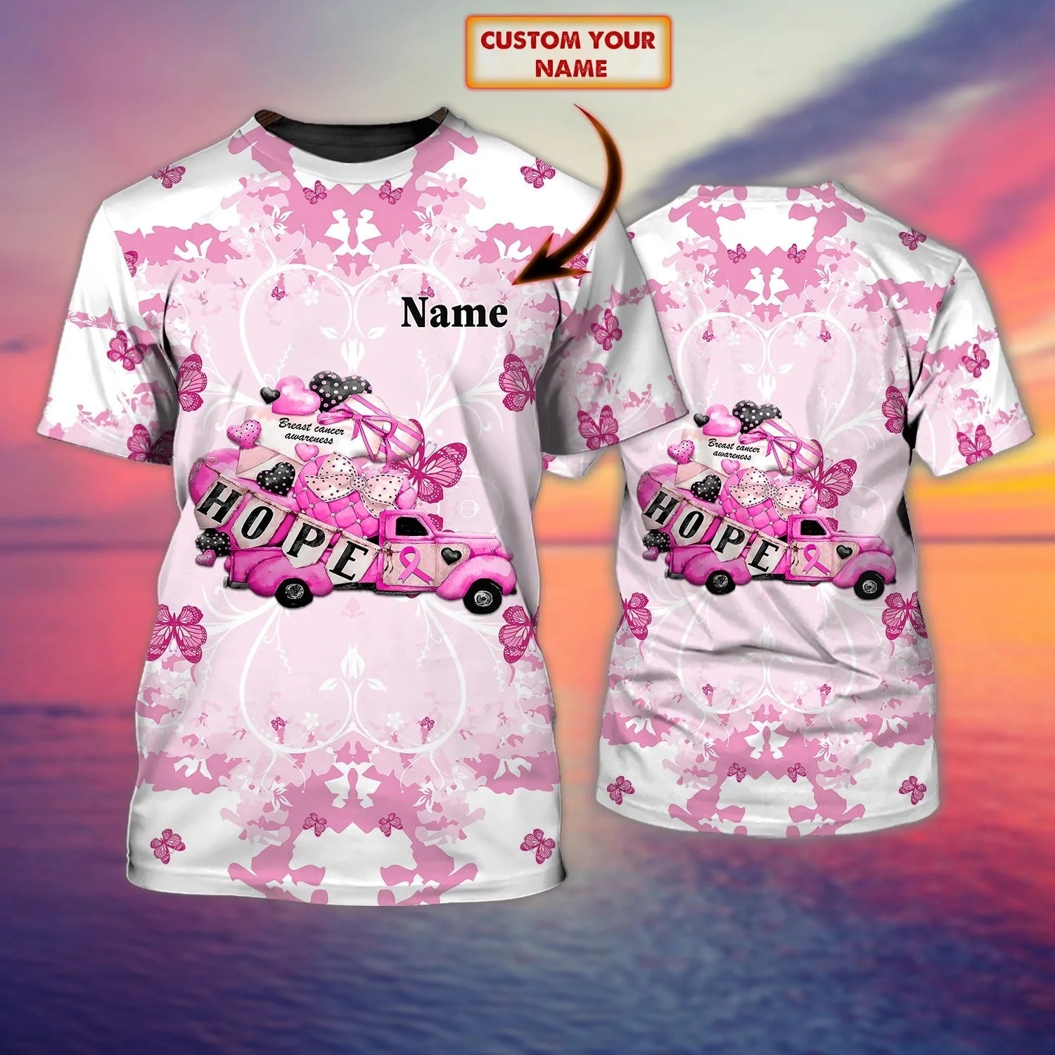 3D Print Breast Cancer Awareness T Shirt/ Car Hope Shirt For Breast Cancer Survivor