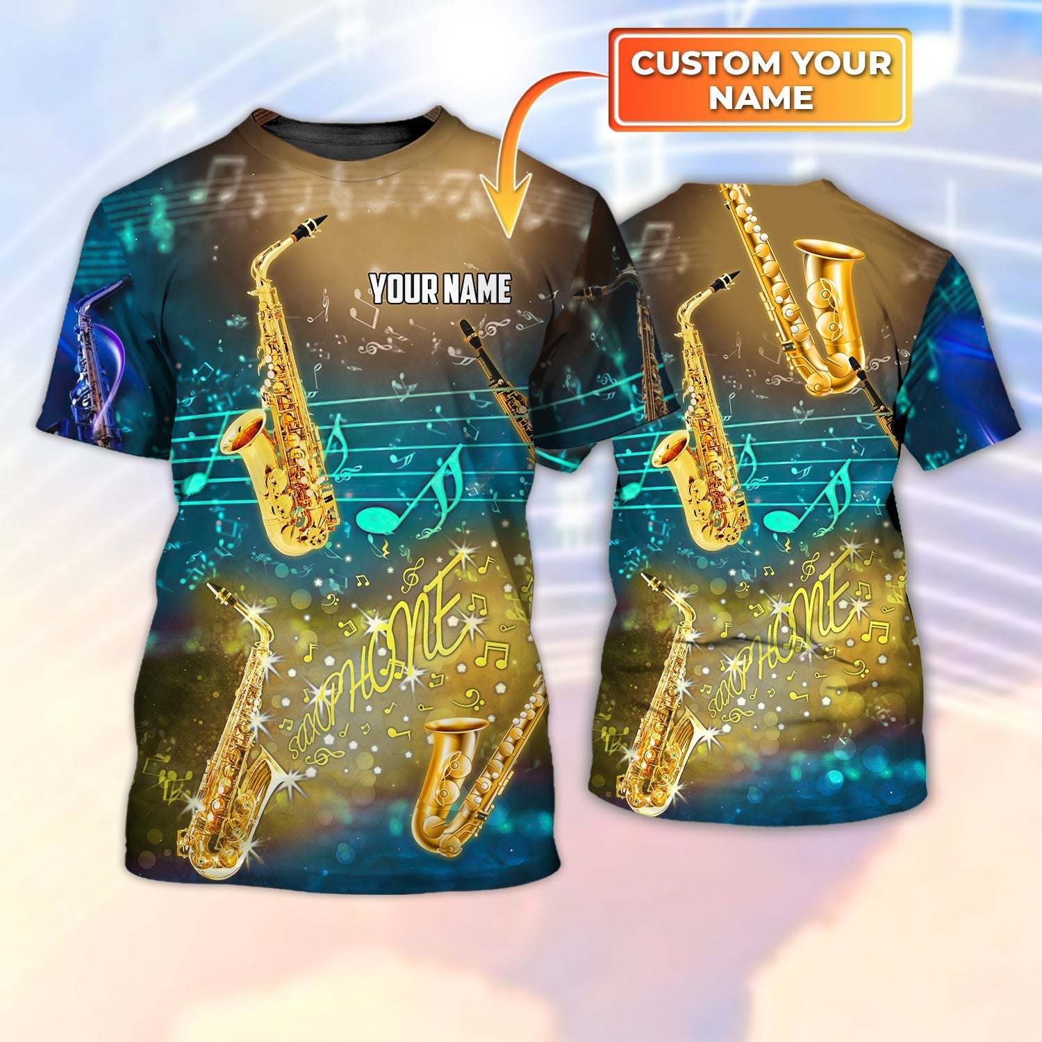 Personalized Saxophone Colorful 3D T Shirt Men Women Gift For Saxophone Men Women Saxophone Club Uniform