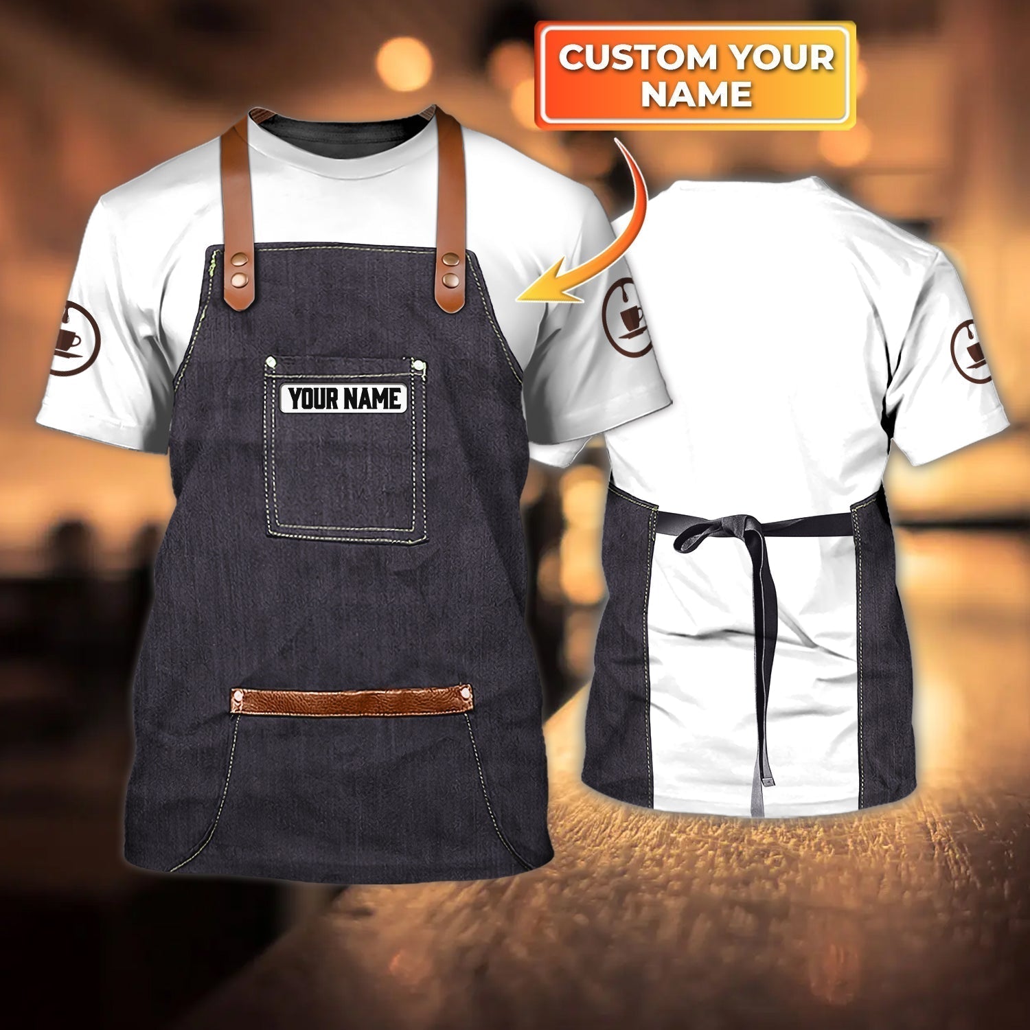 Customized Barist 3D Full Print Shirt Men Women Barista Uniform Coffee Shop Shirts