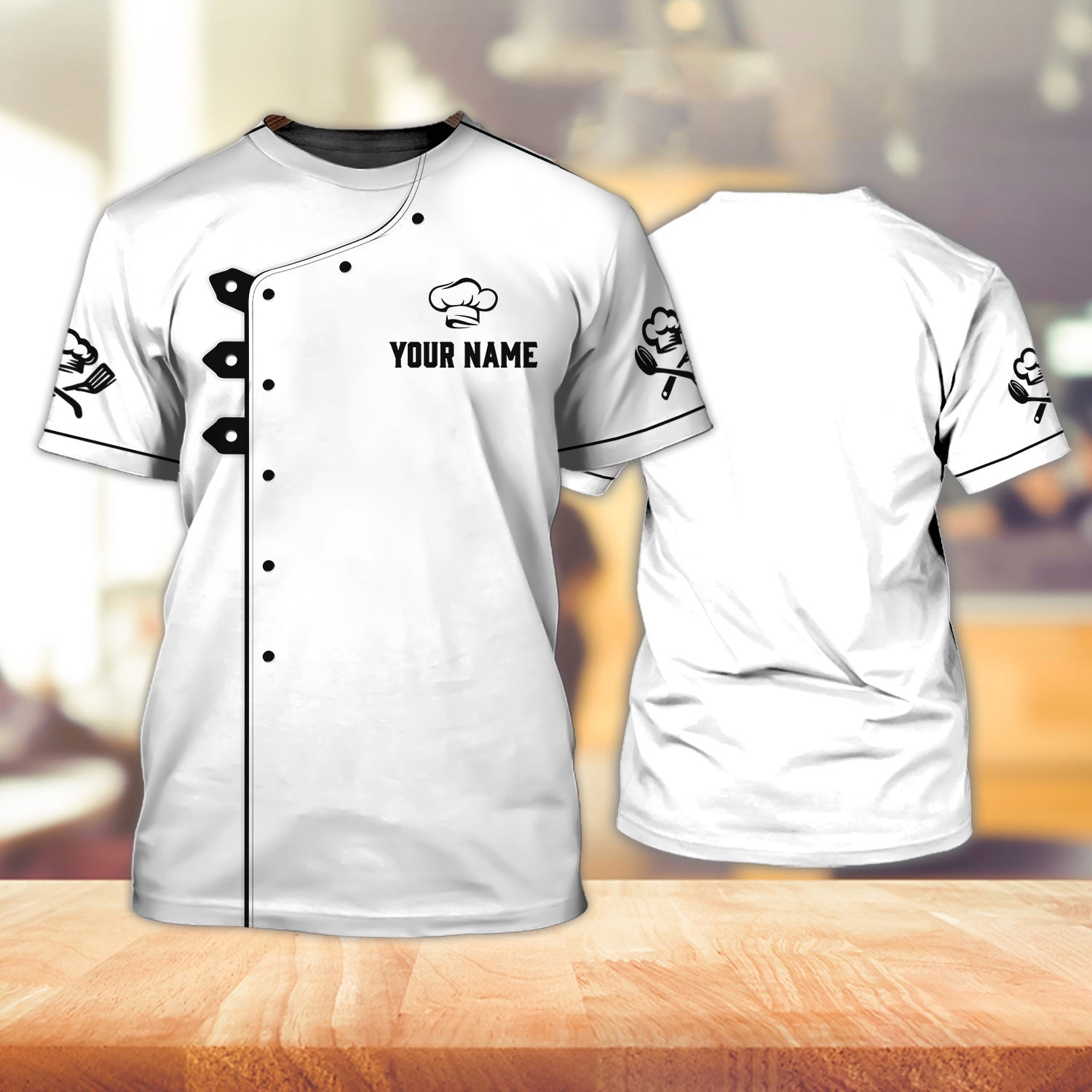 Custom Name Master Chef Uniform Shirt Men Women 3D White Chef Shirts