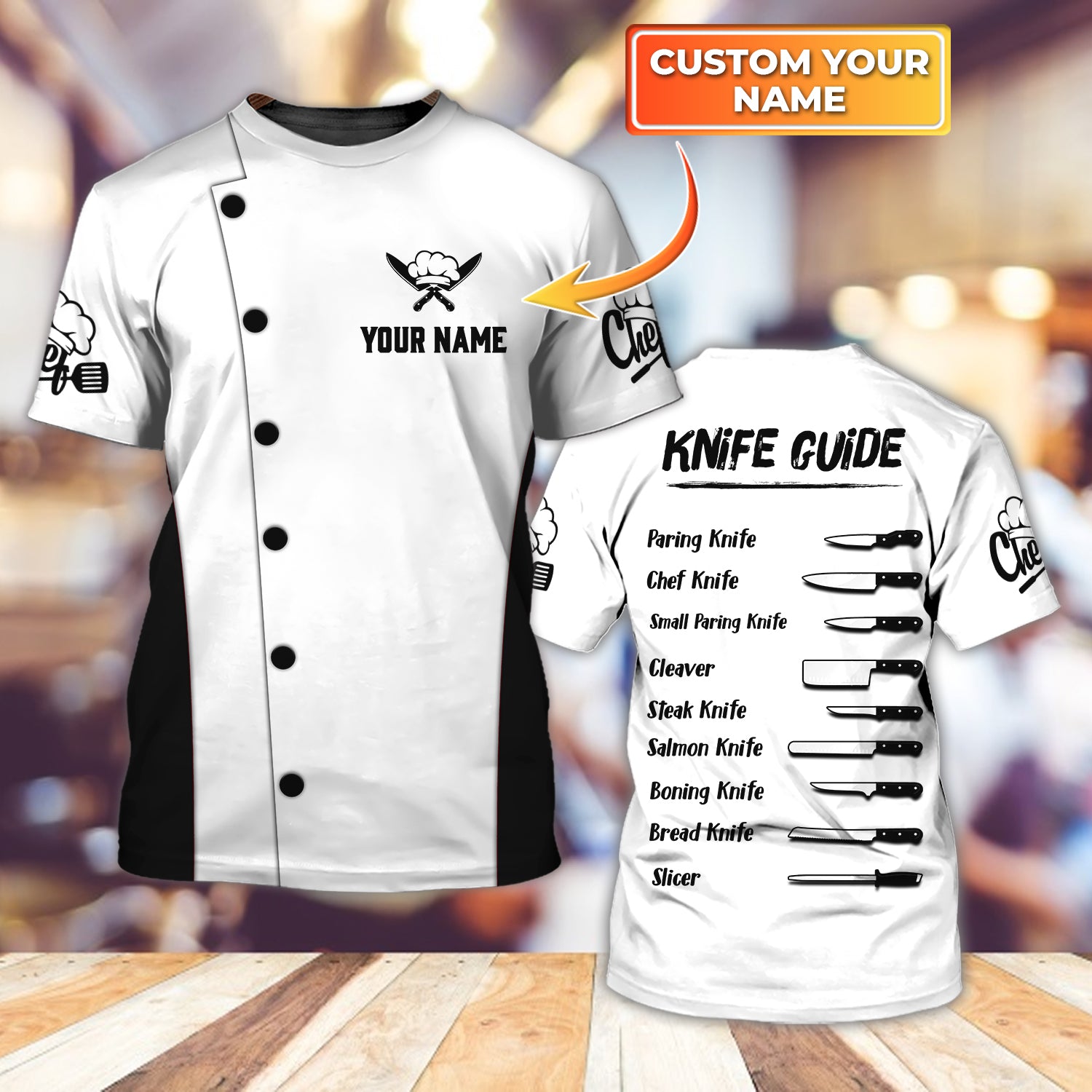 Custom Funny Chef Shirt Men Women 3D Master Chef Guide Tshirt
