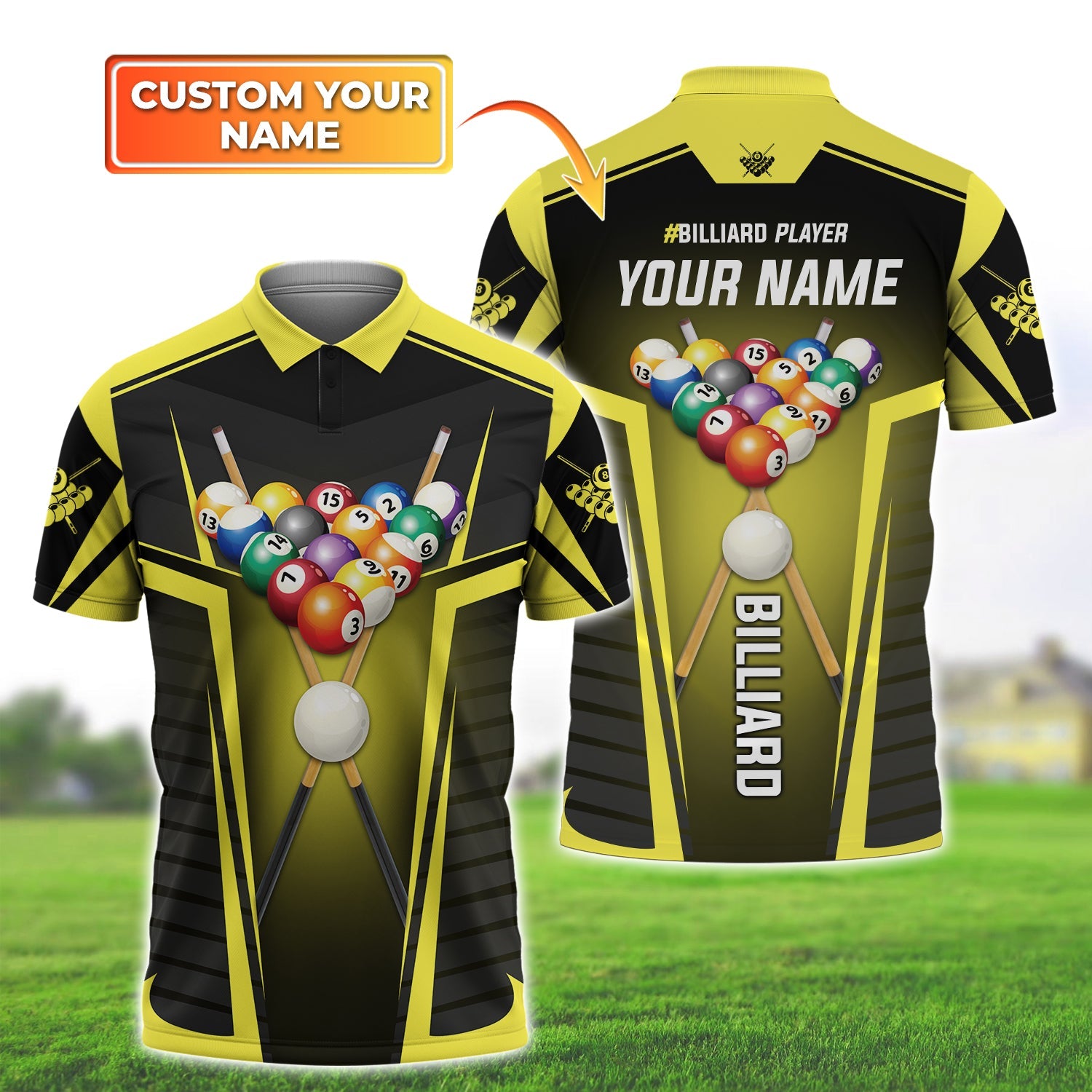 Personalized Name 3D Multicolor Polo Shirt/ Best Shirt for Billiard Player Coolspod