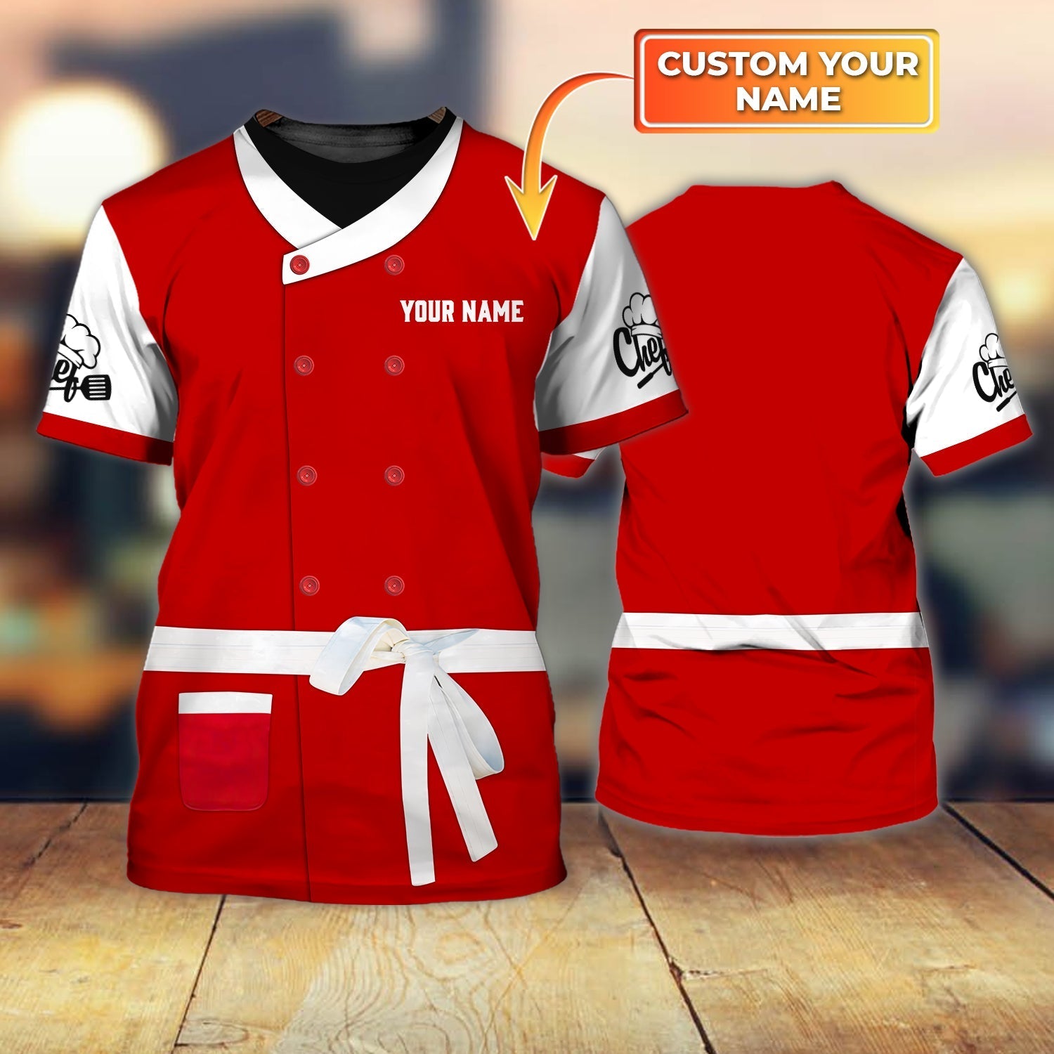 Custom Red Chef Shirt 3D All Over Print Best Gift To Master Chef/ Chef Uniform