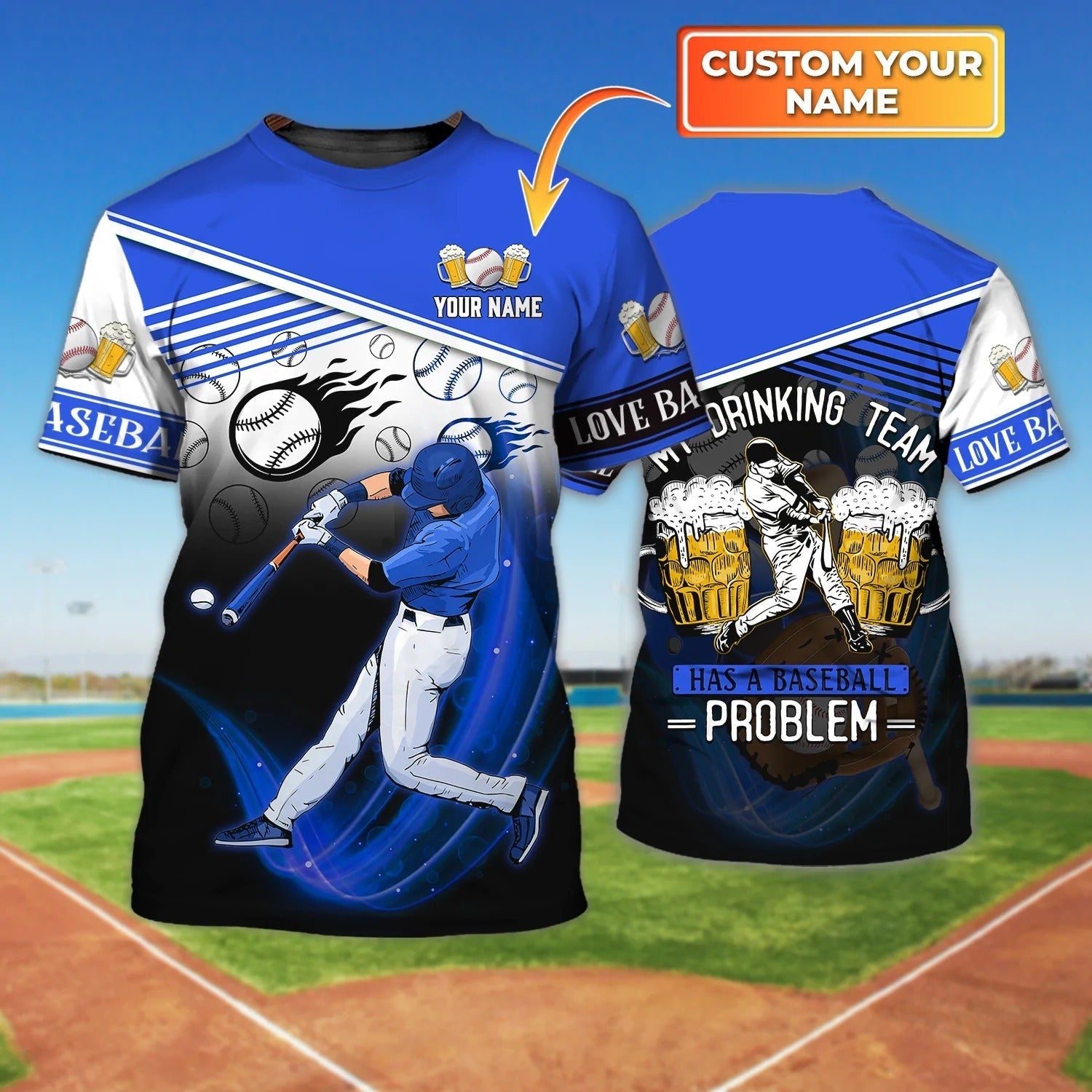 Custom Green T Shirt For Baseball Player/ Baseball Lover Gift/ Baseball And Beer T Shirt