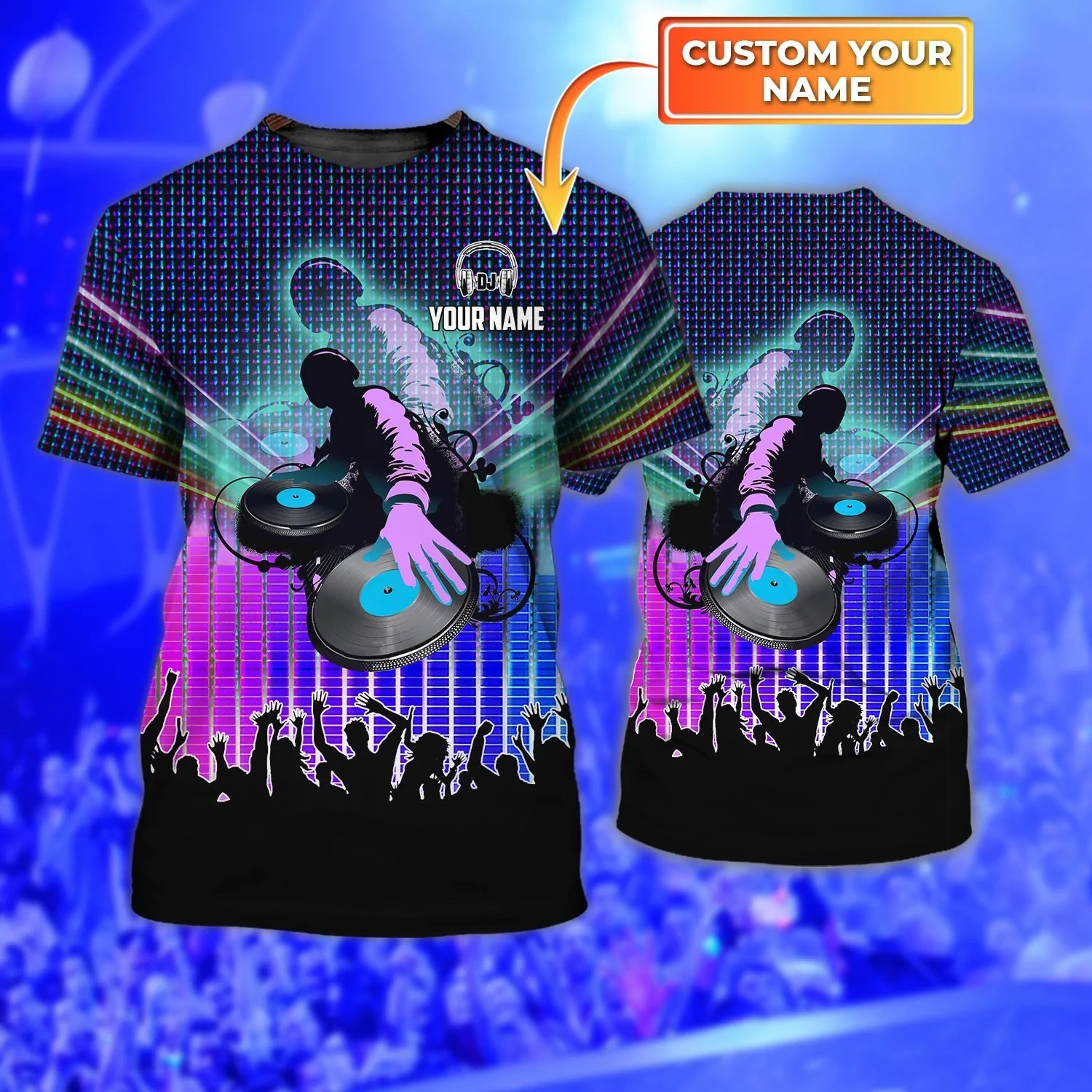 3D Print Disc Jockey T Shirt/ Custom Men DJ Shirt/ Unisex T Shirt DJ Design/ Music Party Bar Club Shirt