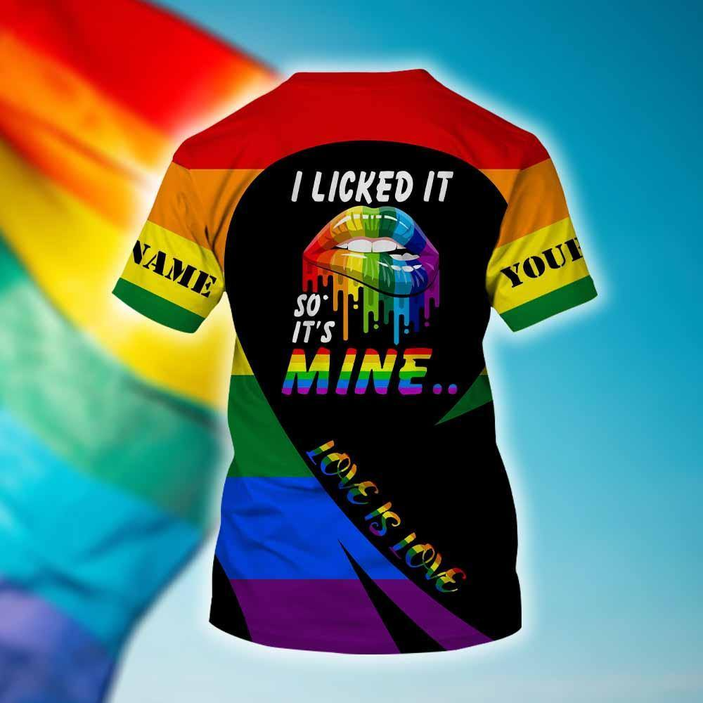 Custom Name Lesbian Couple Shirts I Licked It So It’s Mine/ Gift For Gay Men/ Gay Pride Shirt