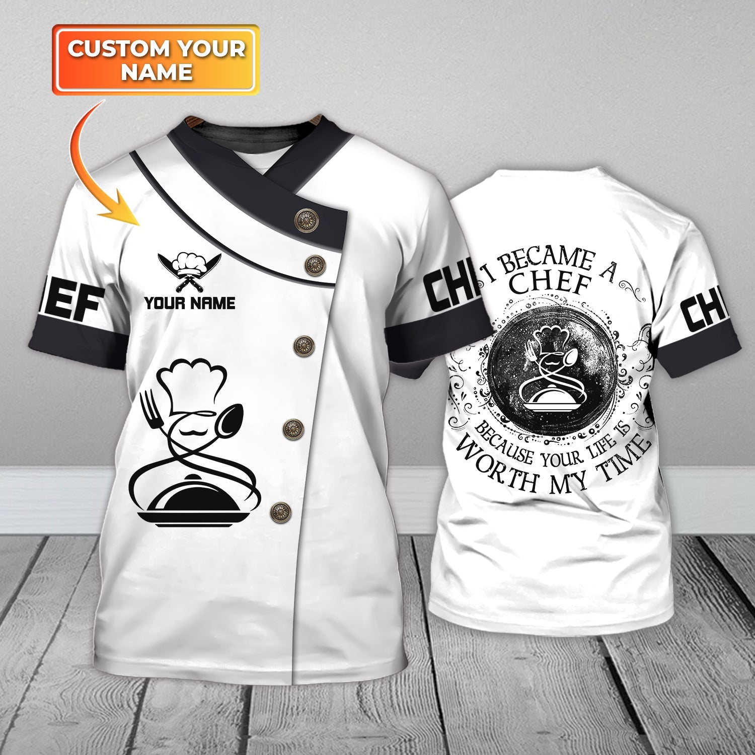 Customized 3D Full Printed Chef Shirt Cooking Lover Gifts Master Chef Shirts