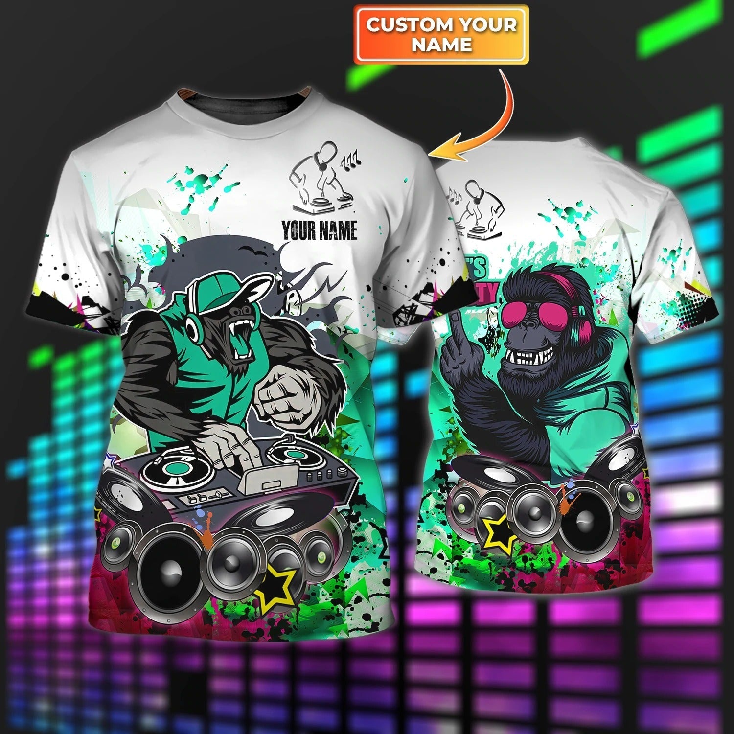 Dj Cat 3D All Over Print Shirt/ To My Son Daughter Dj Lover/ Boyfriend Dj Deezay Gifts/ Dj Shirts