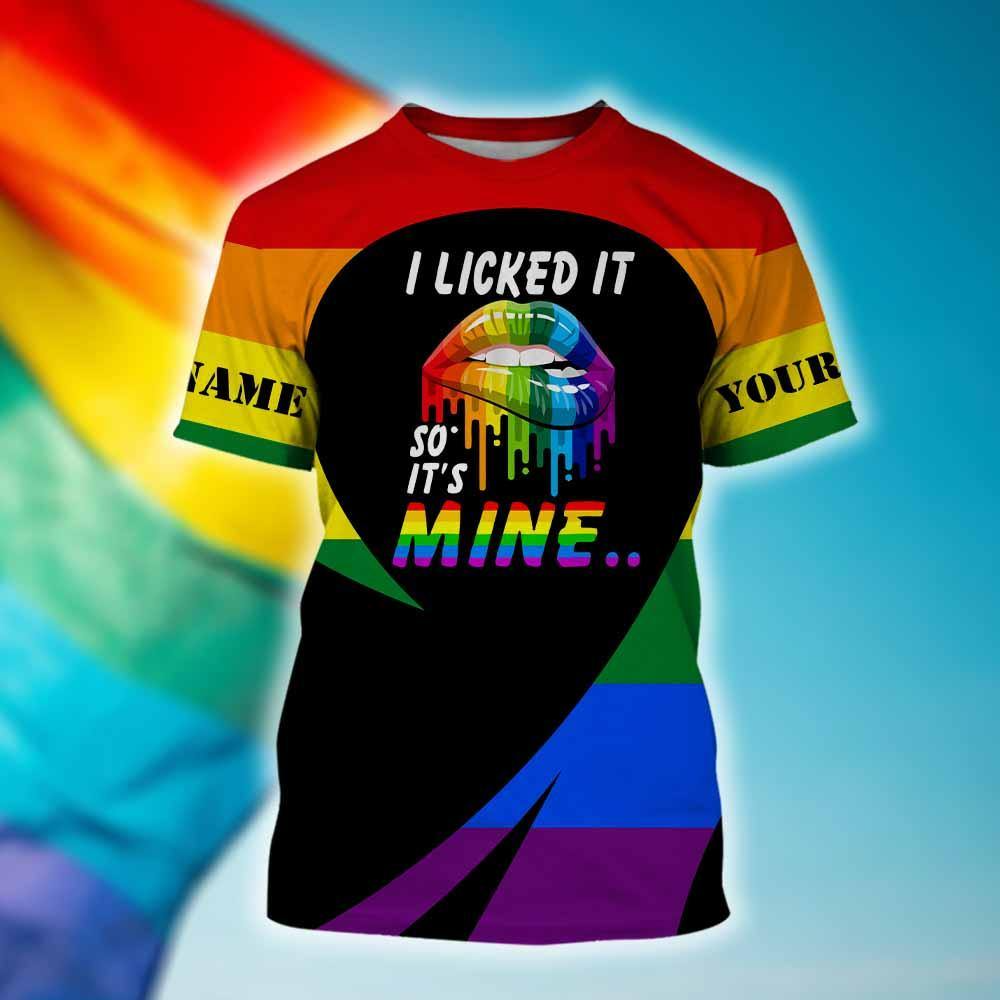 Custom Name Lesbian Couple Shirts I Licked It So It’s Mine/ Gift For Gay Men/ Gay Pride Shirt