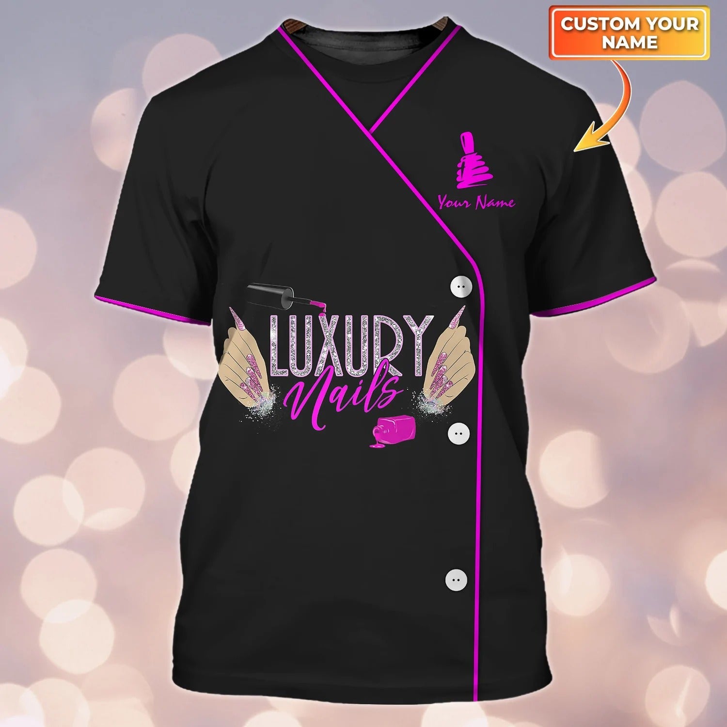Luxury Nails Personalized 3D Tshirt Manicurist Gift For Nail Tech