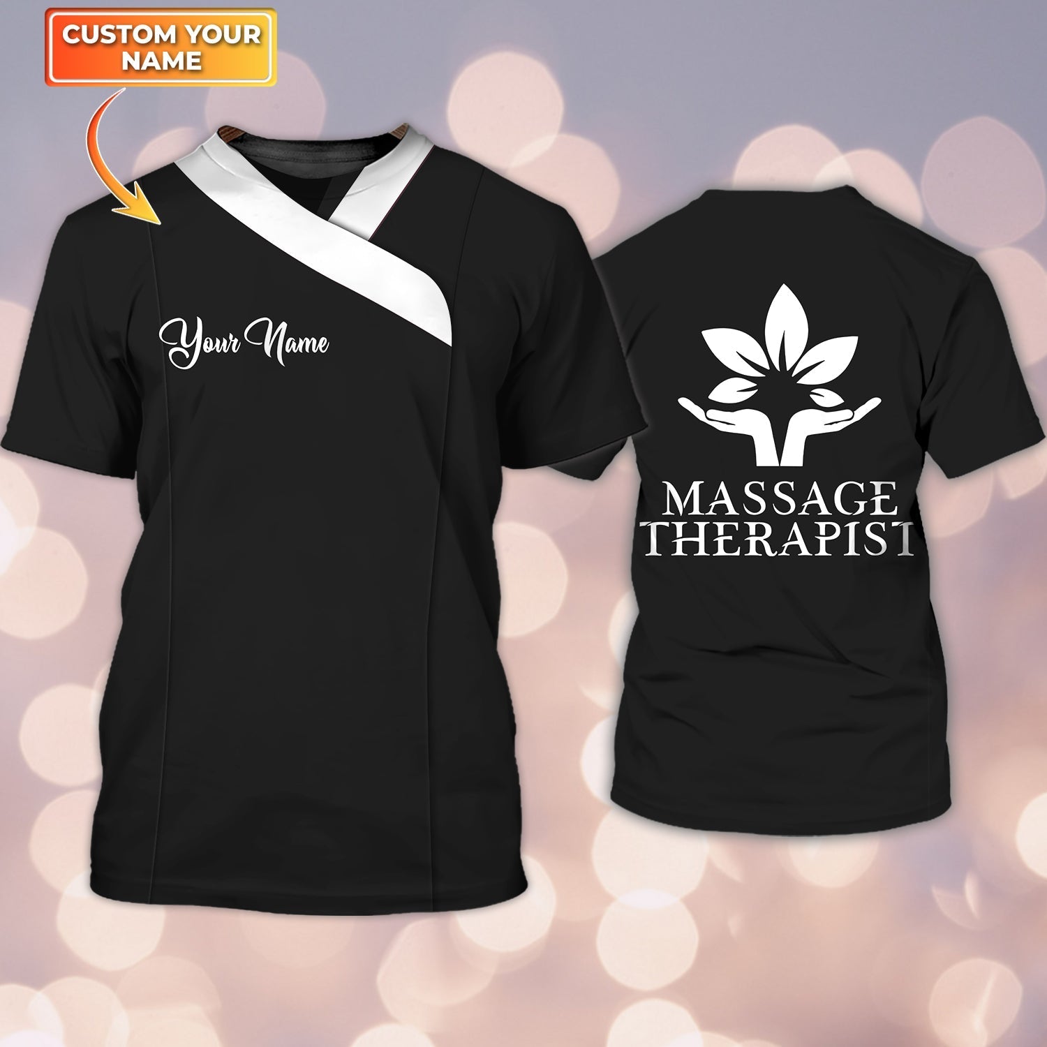 Custom Black Massage Therapist 3D All Over Print Shirt/ Gift For Massage Person