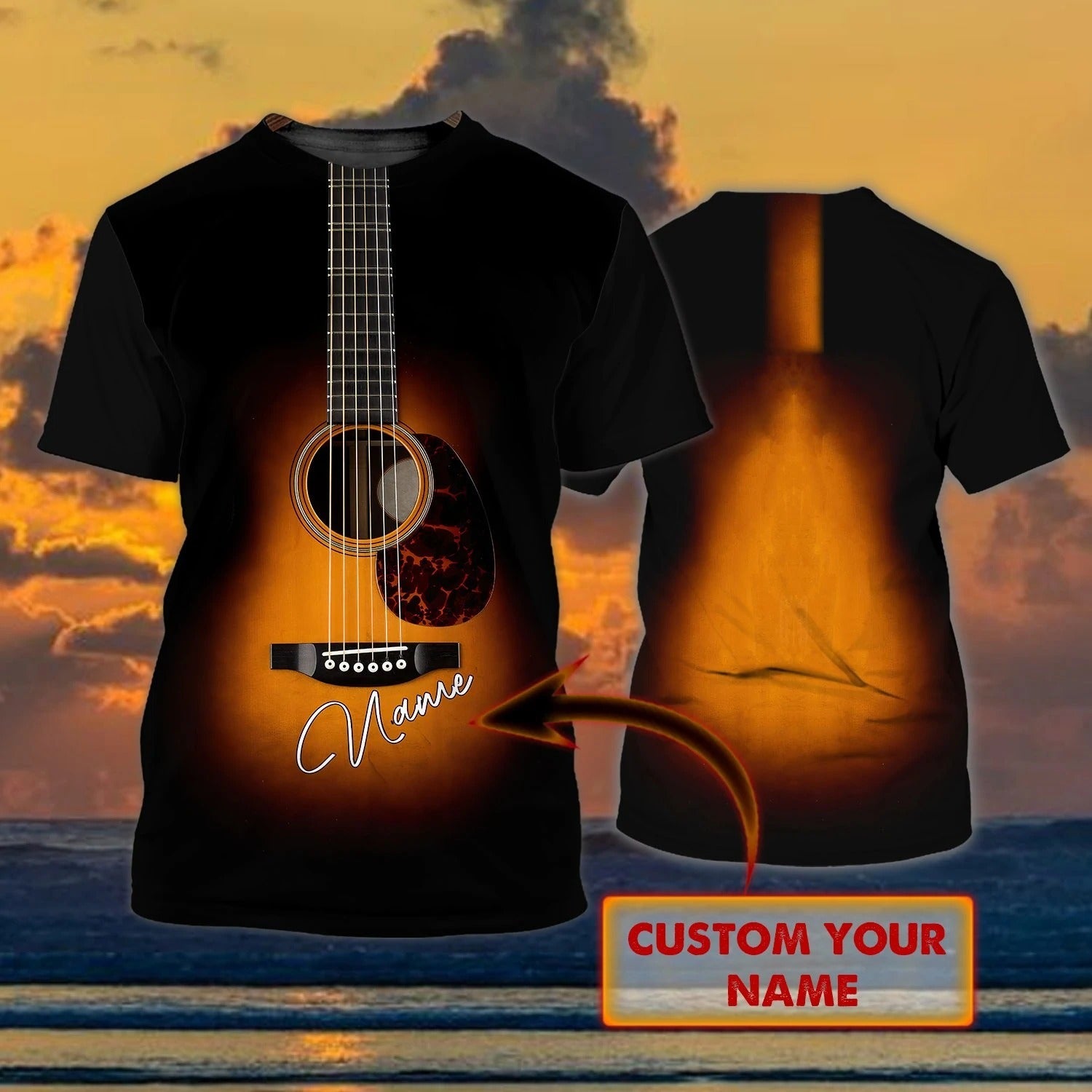 Personalized 3D Tee Shirt For Guitar Lovers/ Dad Guitar Shirt/ Gift For Friend Love Guitar/ Guitar Men