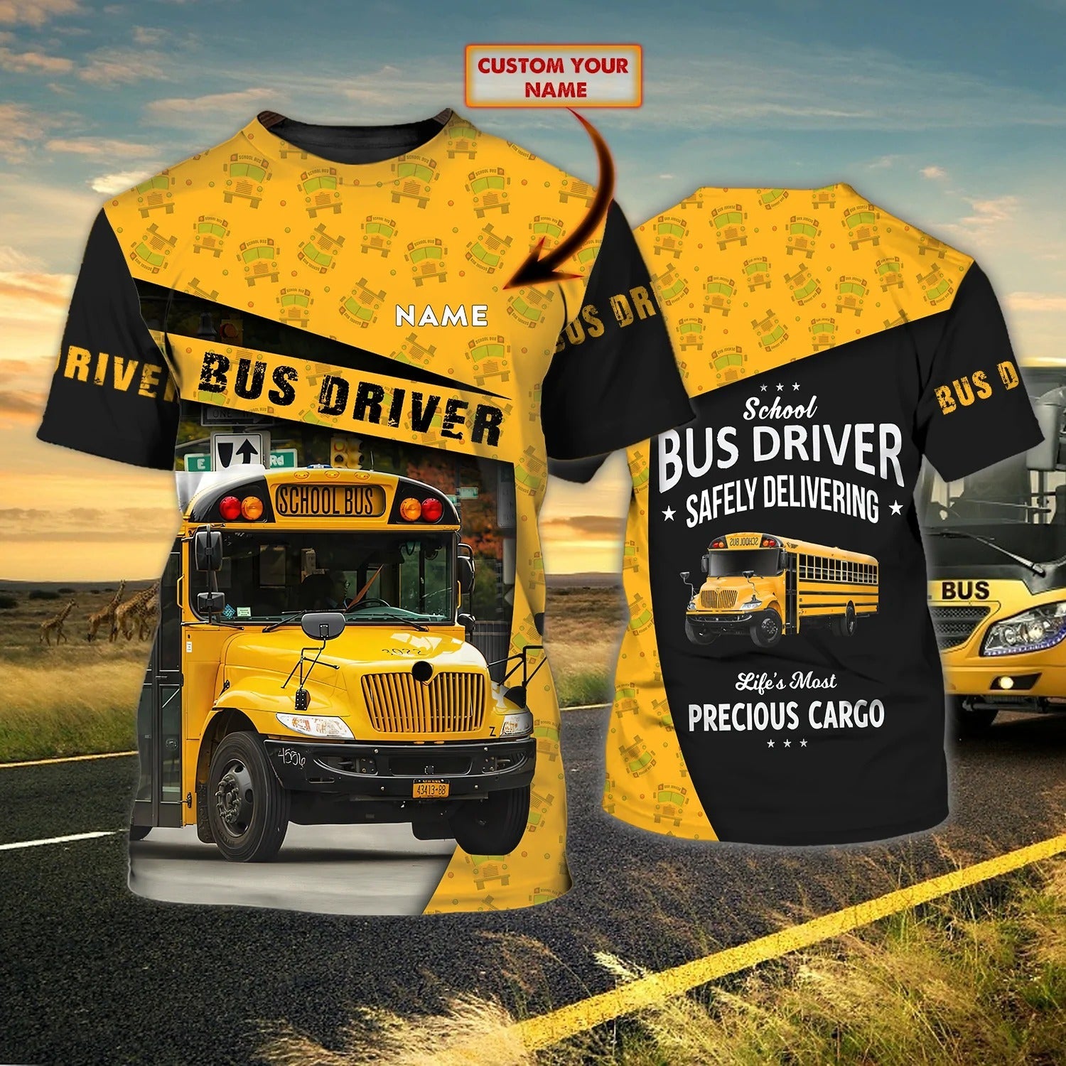Custom 3D School Bus Driver Shirt/ Safely Delivering School Shirts Men Women/ School Driver Gifts