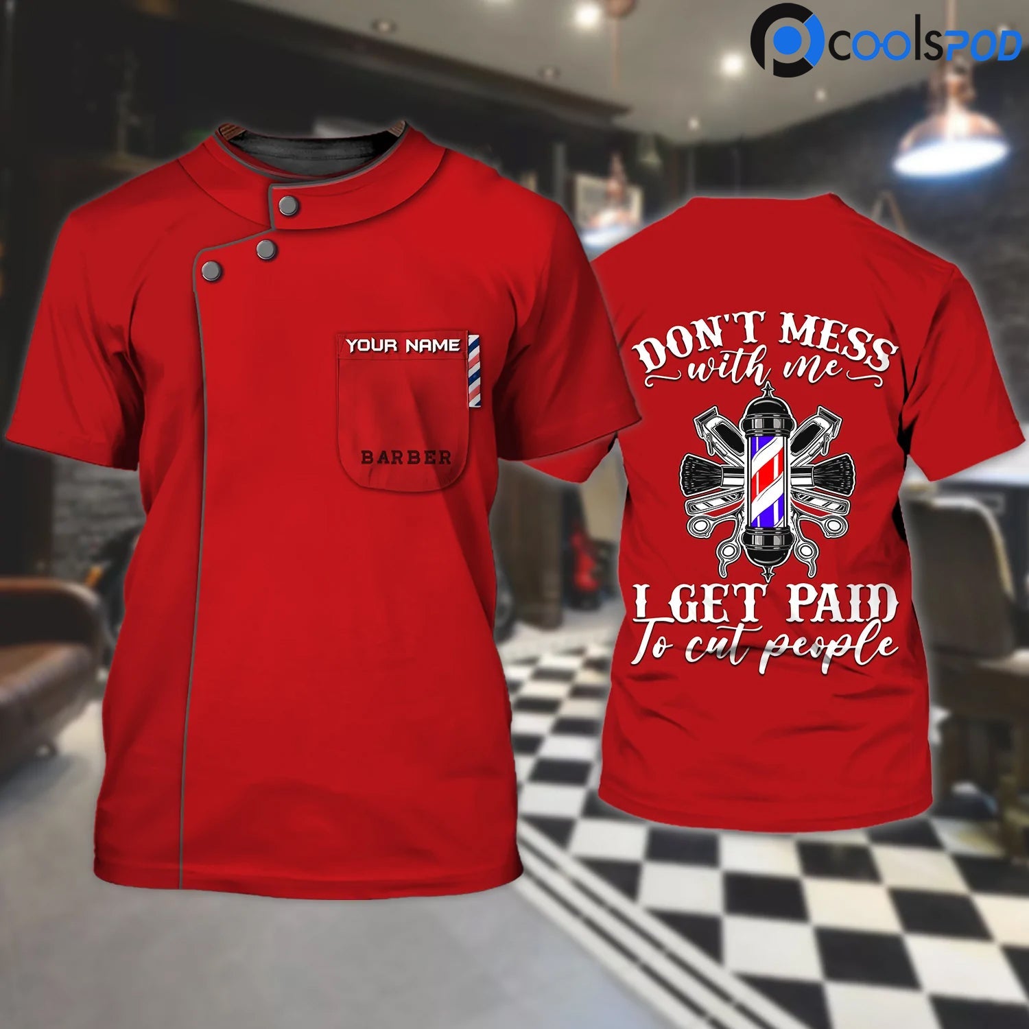 Custom Barber Funny Shirt/ Don''t Mess With Me/ I Get Paid To Cut People/ Barbershop Gift