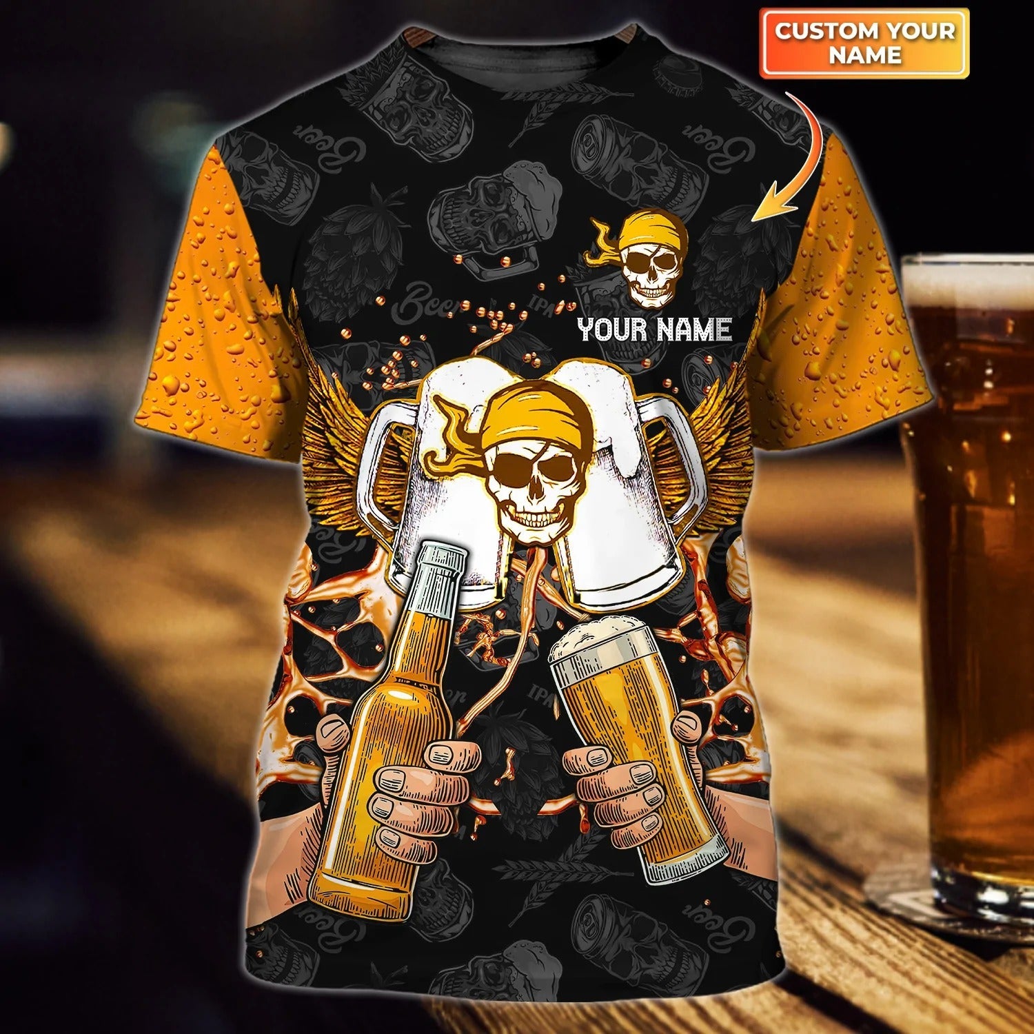 Personalized Hearsay Brewing Co T Shirt Home Of The Mega Pint Skull And Beer Shirts