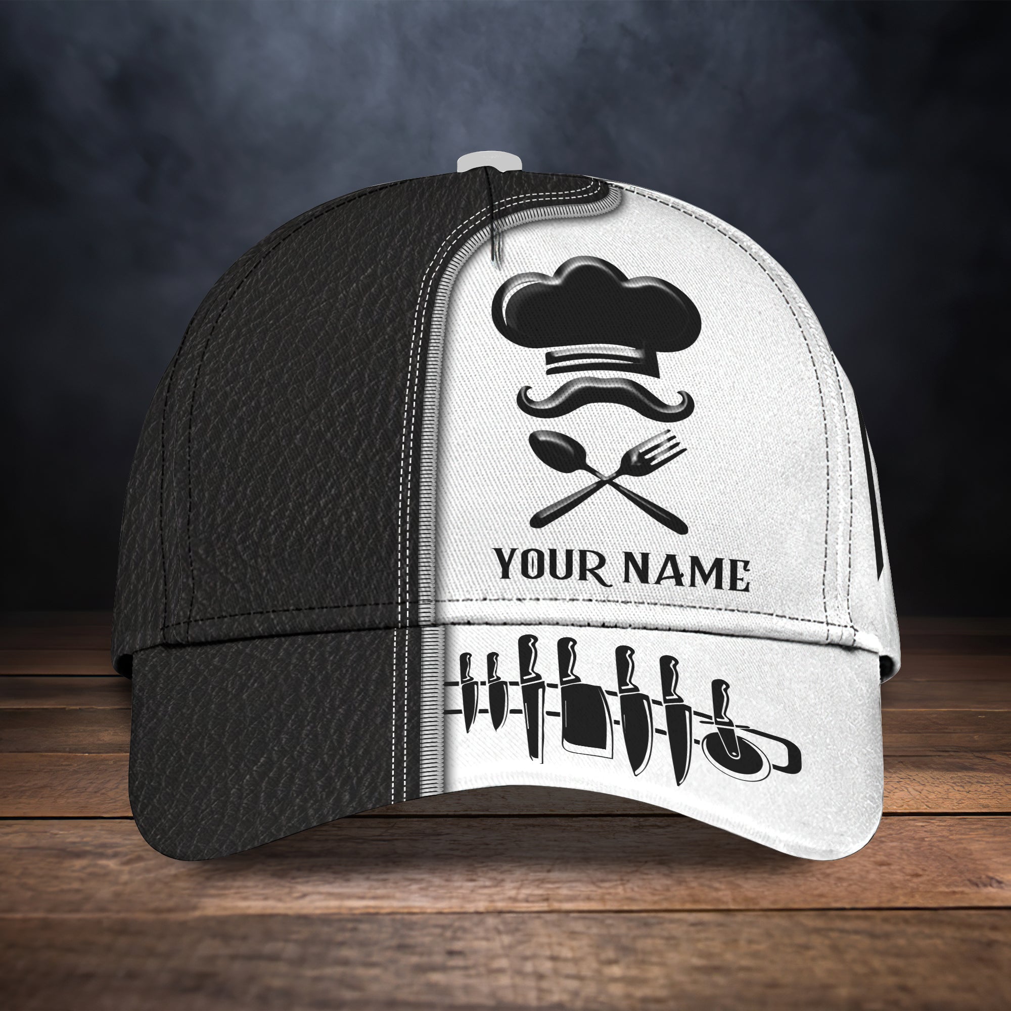 Personalized White Black 3D Chef Cap/ Master Chef Cap Hat/ Baseball Cap/ Classic Cap For Master Chef
