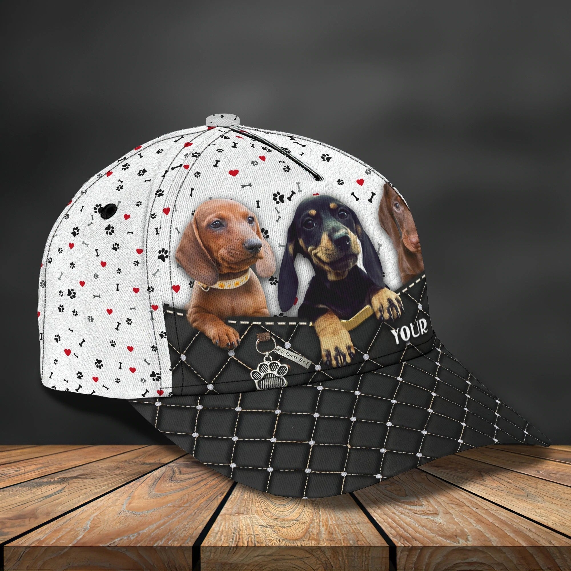 Personalized Baseball Dachshund Cap Hat For Dog Lover/ 3D Full Print Dachshund Dog Cap Hat