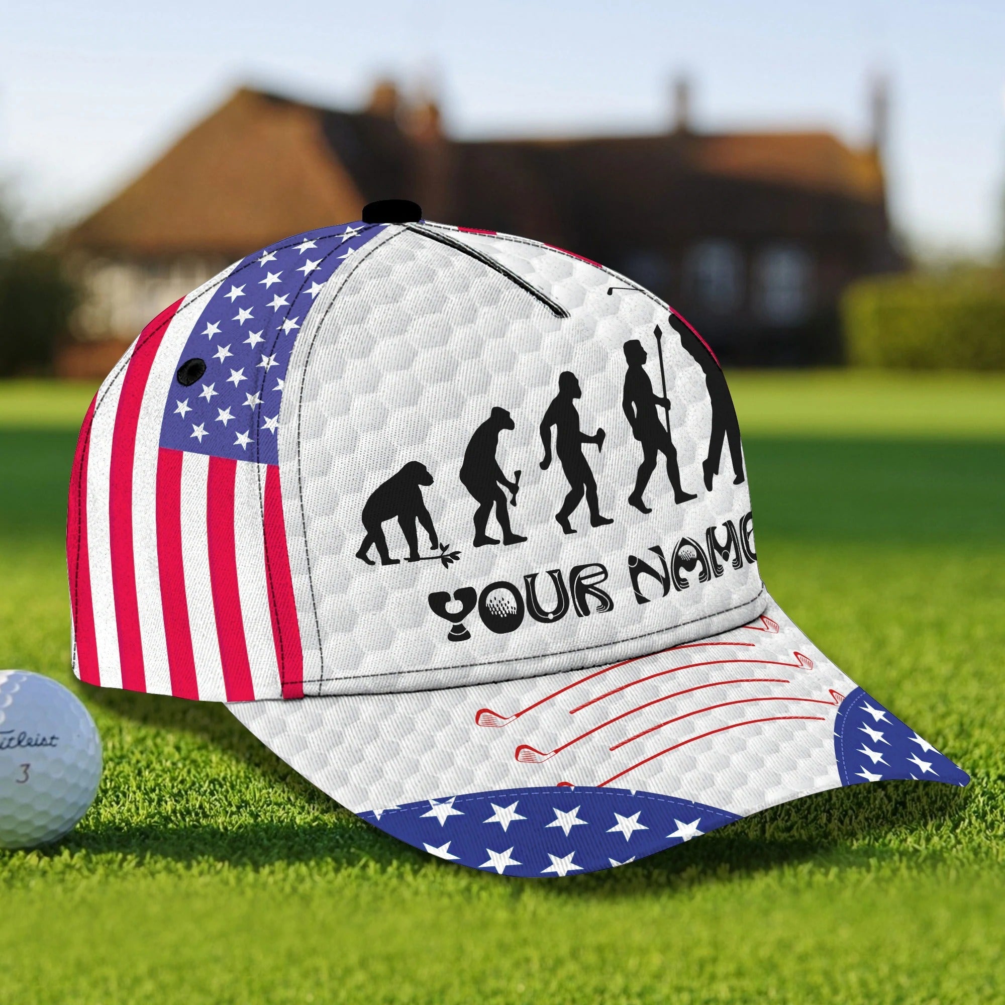 Personalized Progress Of A Golf Master 3D Cap Hat/ I Love Golf Full Print White Cap Hat